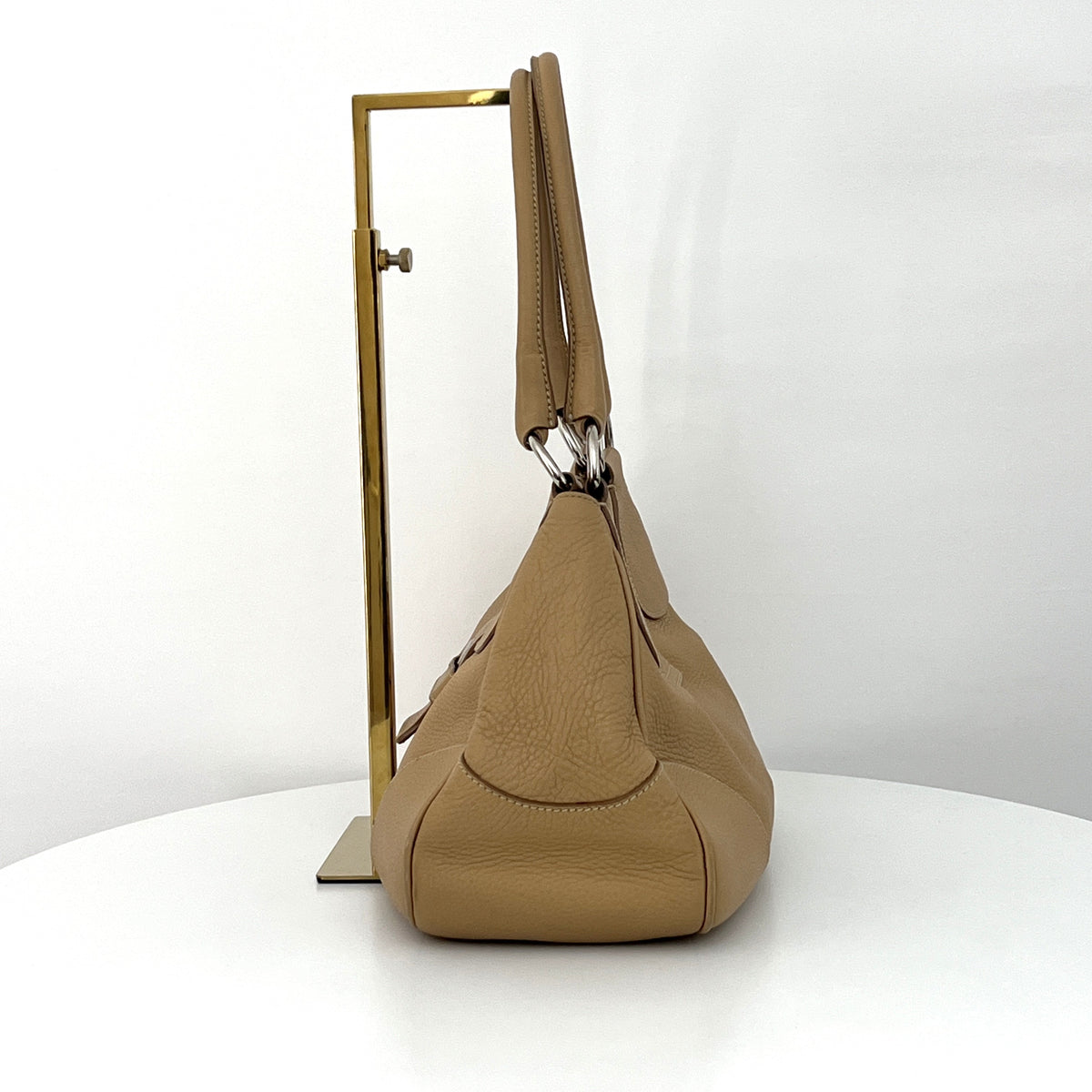 Sac PRADA Hobo cuir grainé beige
