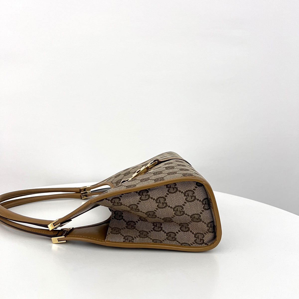Sac GUCCI Jackie Small toile et cuir beige