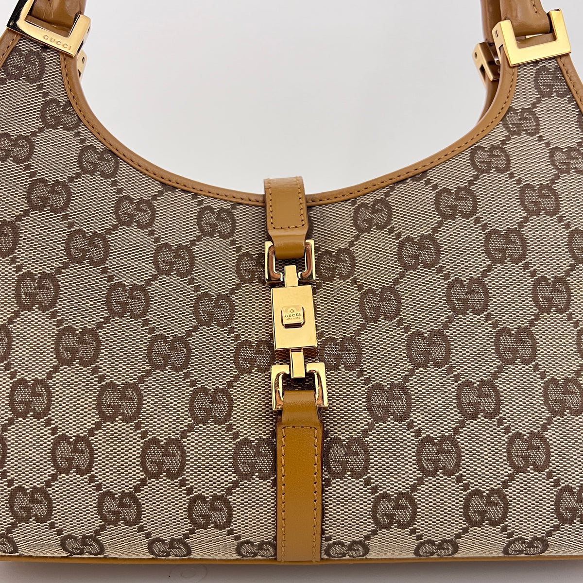 Sac GUCCI Jackie Small toile et cuir beige