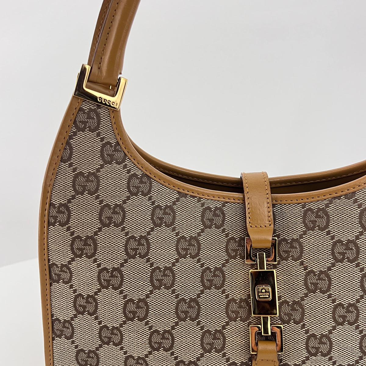 Sac GUCCI Jackie Small toile et cuir beige
