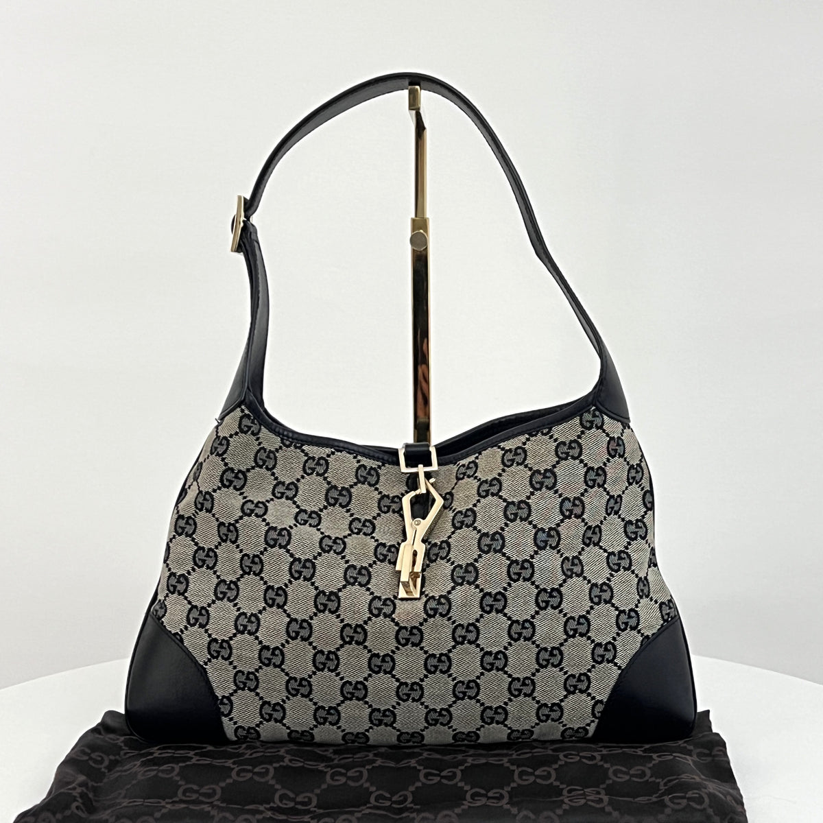 Sac GUCCI Jackie toile et cuir noir