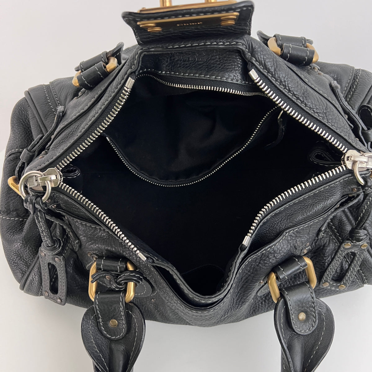 Sac CHLOÉ Paddington cuir grainé noir