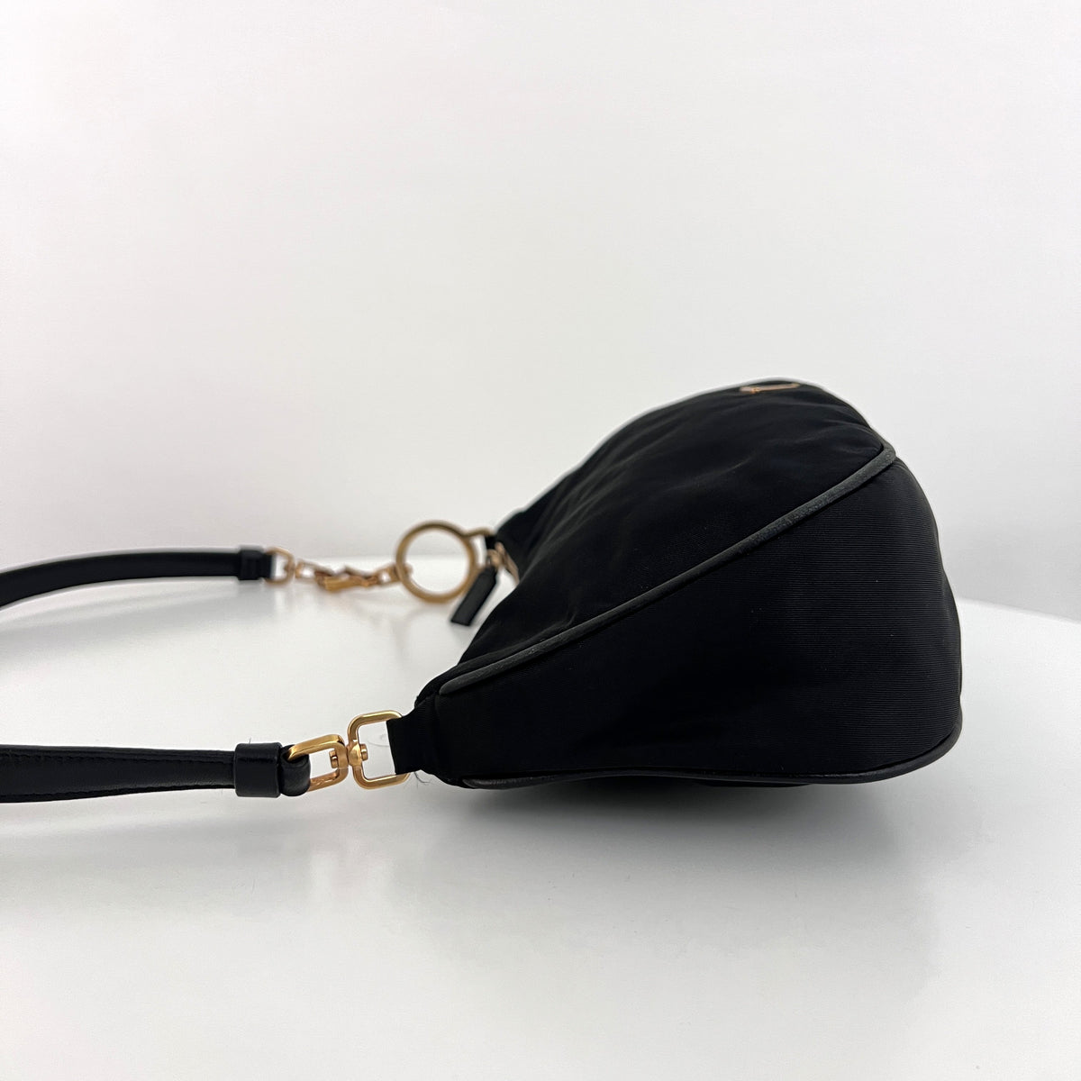 PRADA Shoulder Bag in black nylon and leather