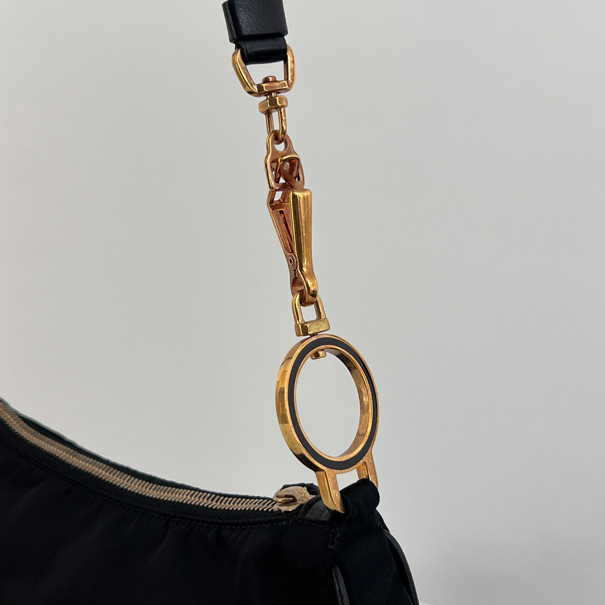 PRADA Shoulder Bag in black nylon and leather