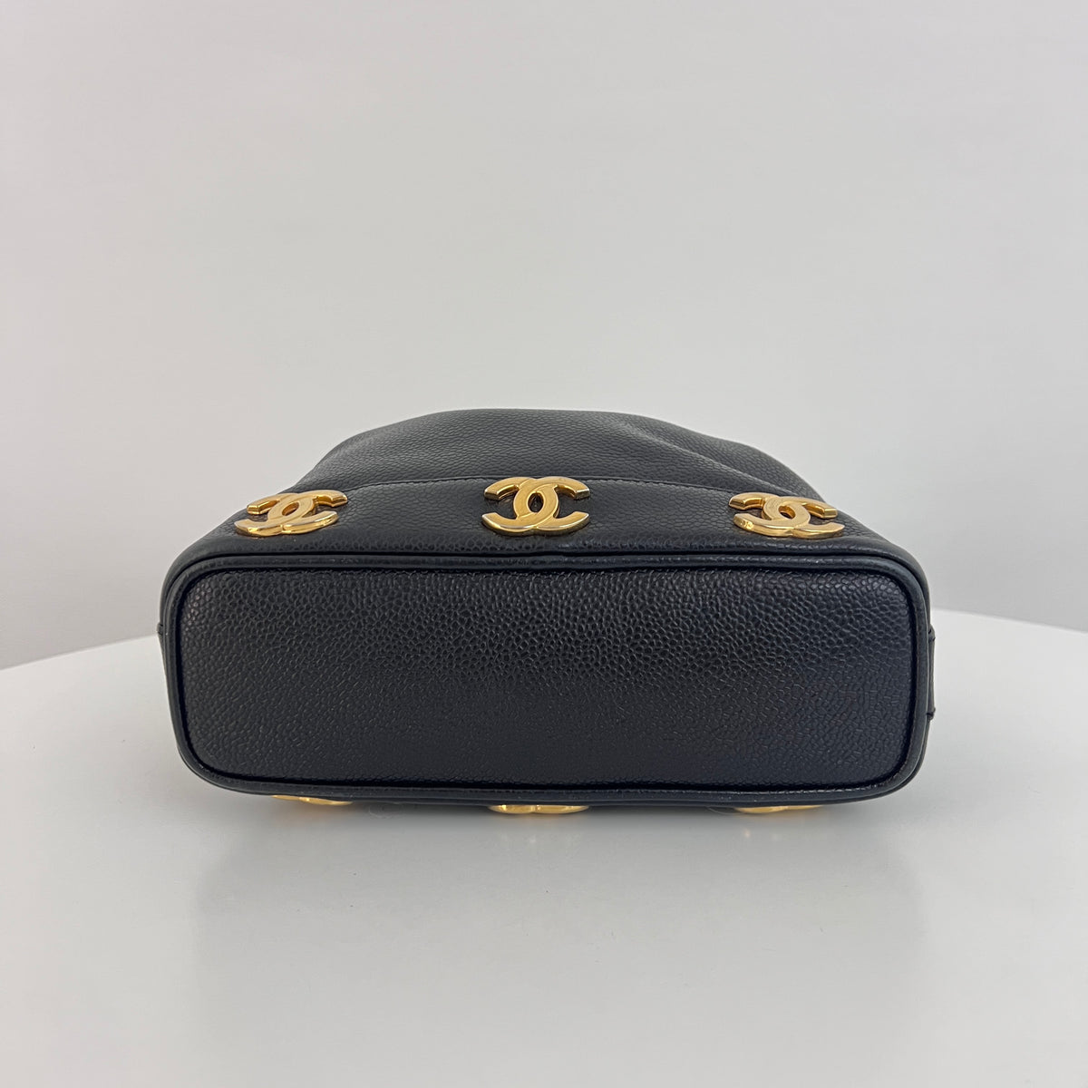 Vintage 1996-1997 CHANEL black lambskin mini bucket bag