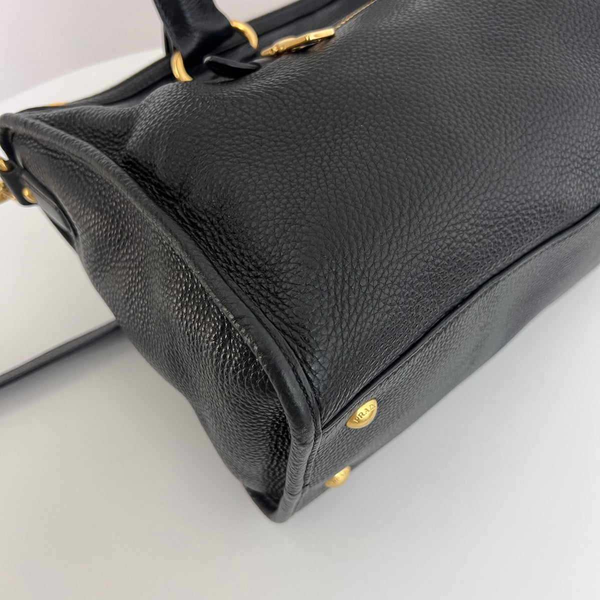 Sac PRADA Vitello Daino cuir grainé noir