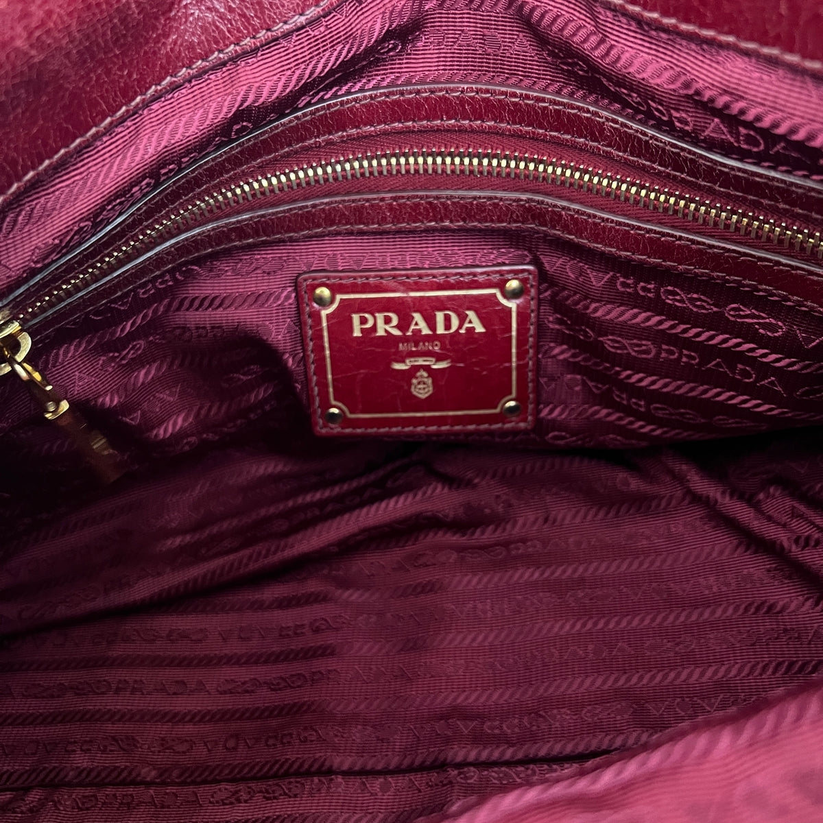 Sac PRADA Vitello Shine Satchel cuir lisse rouge