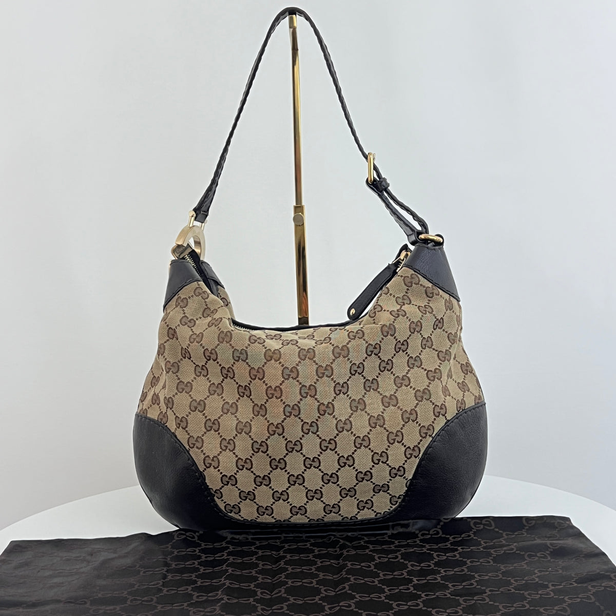Sac GUCCI Charlotte toile et cuir marron