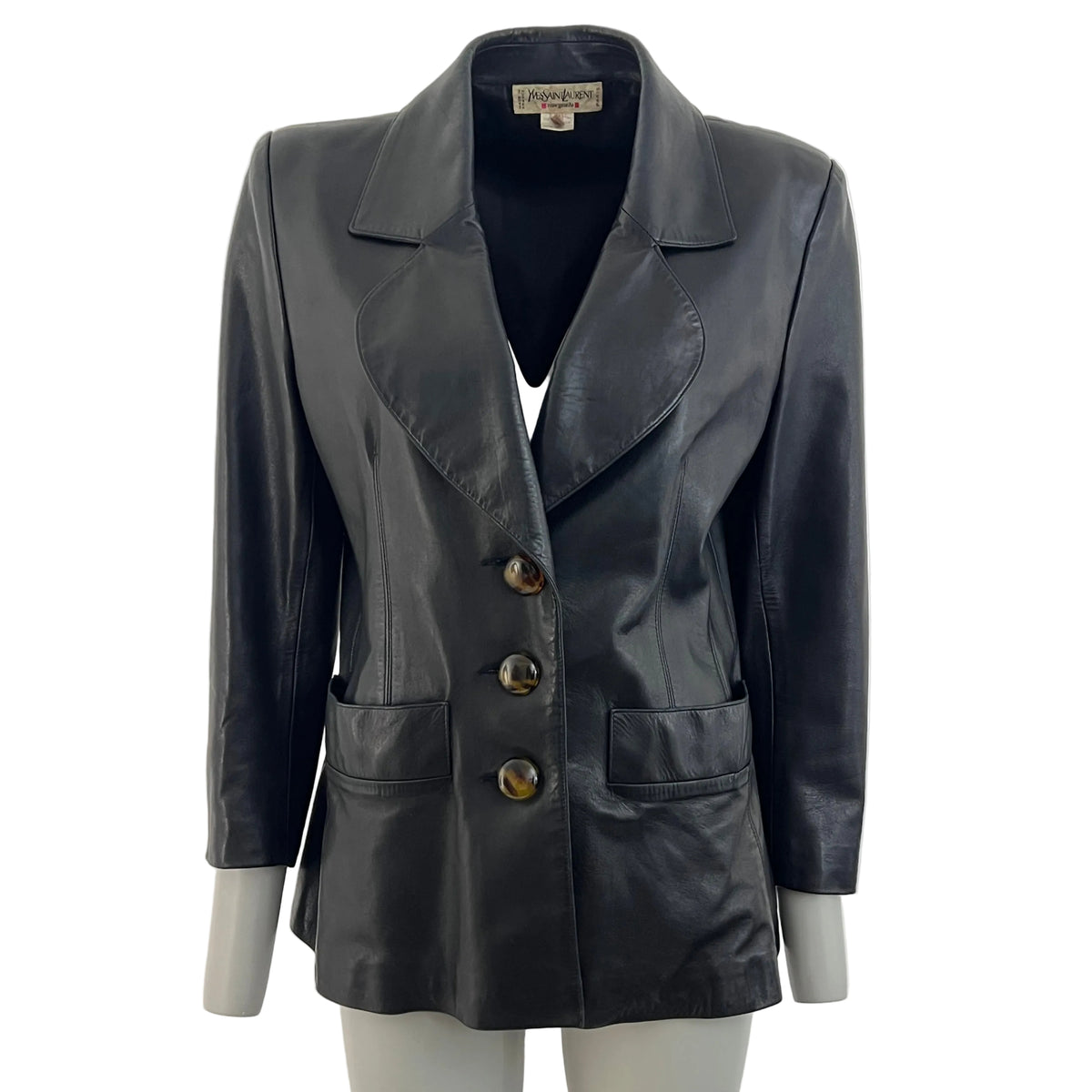 Yves Saint Laurent Rive Gauche veste blazer en cuir Noir vintage Circa 1980-1990