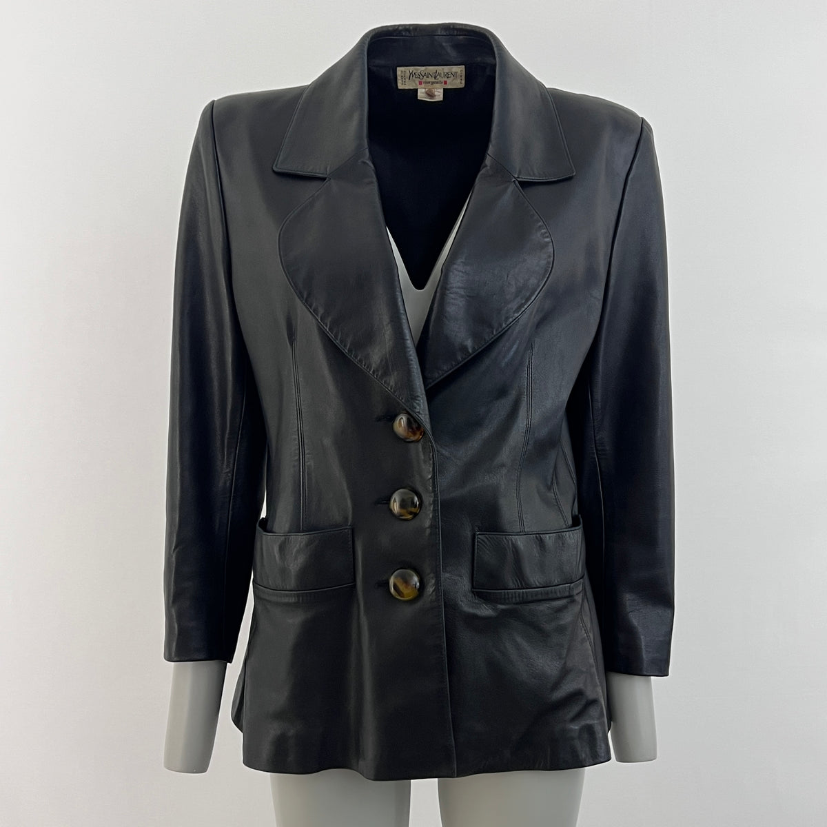 Yves Saint Laurent Rive Gauche veste blazer en cuir Noir vintage Circa 1980-1990