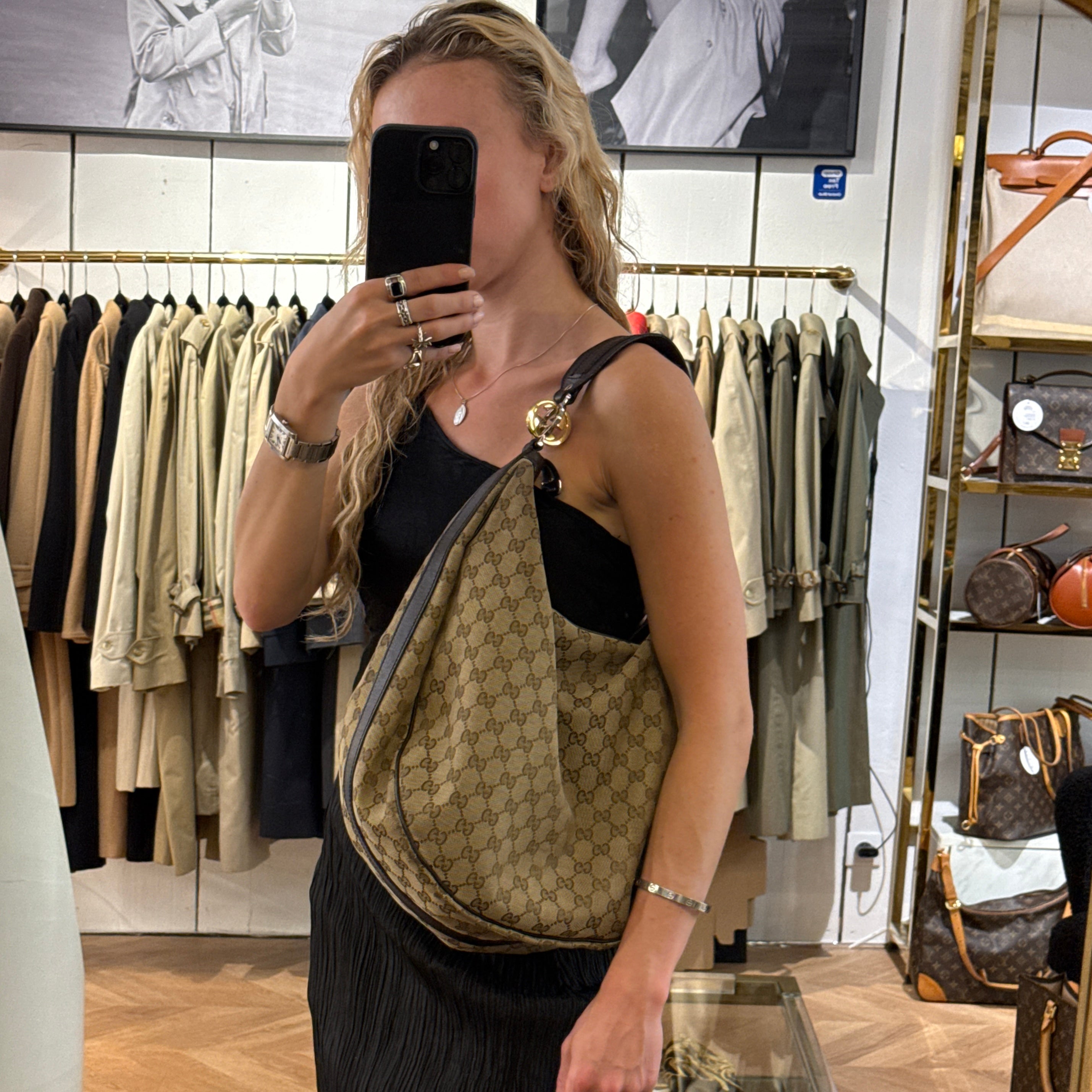 Sac GUCCI Twins GG toile et cuir marron