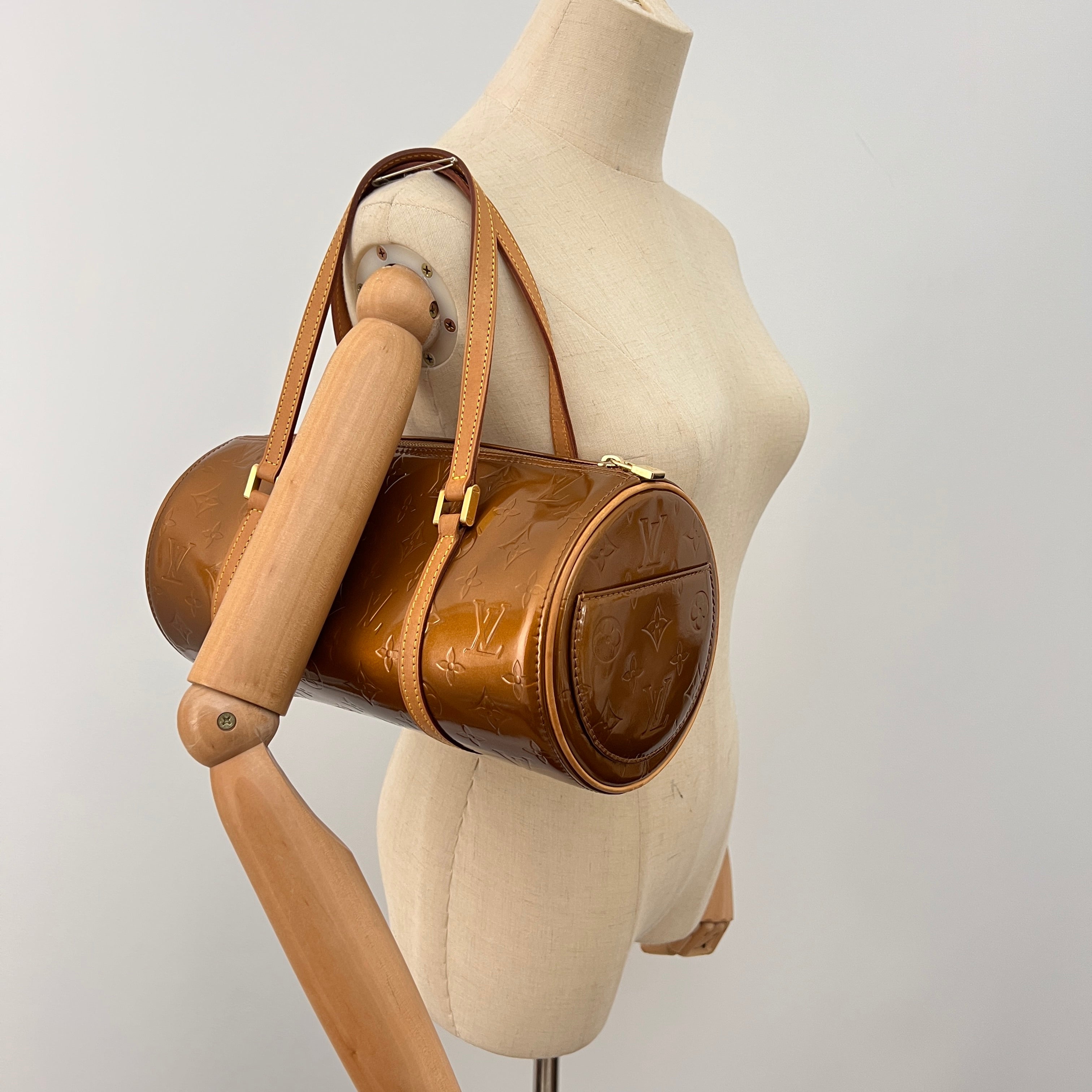 Sac LOUIS VUITTON Bedford cuir verni marron gold