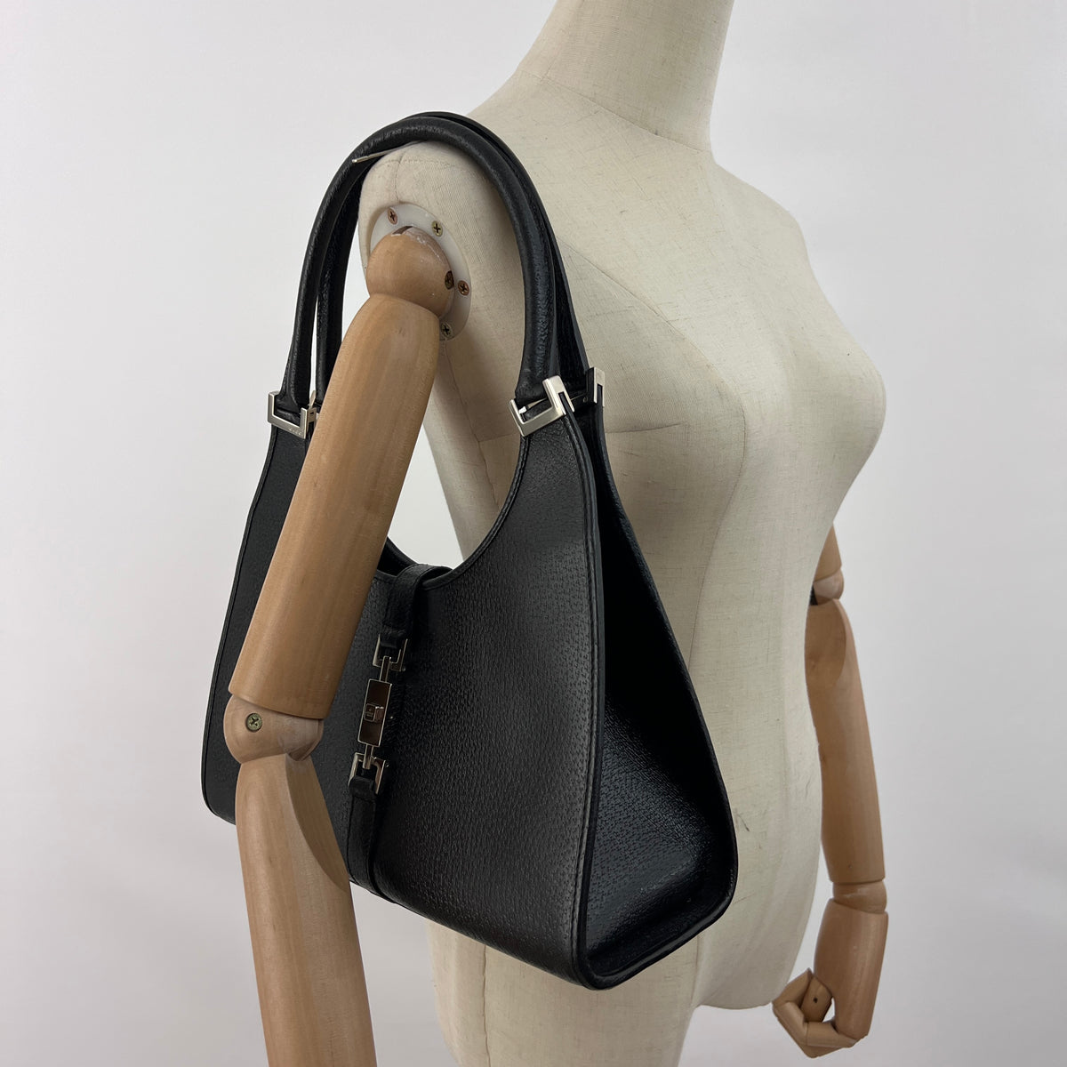 Sac GUCCI Jackie cuir grainé noir