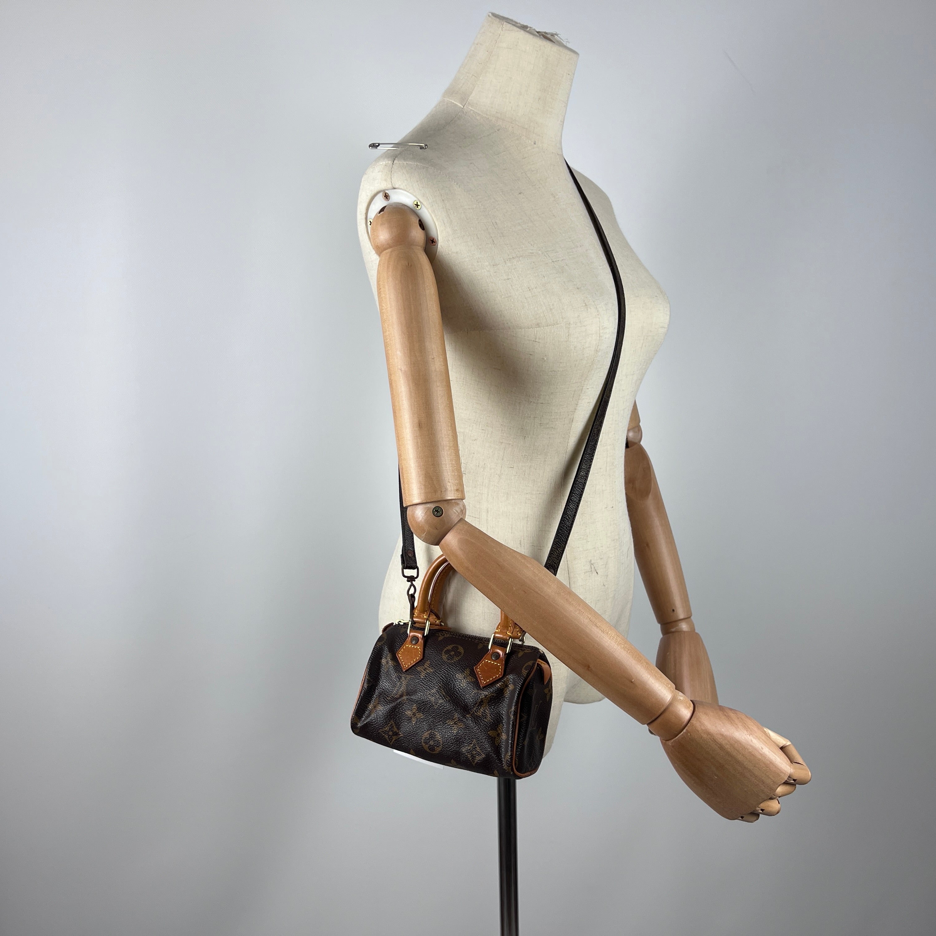 LOUIS VUITTON Nano Speedy handbag in brown canvas and leather