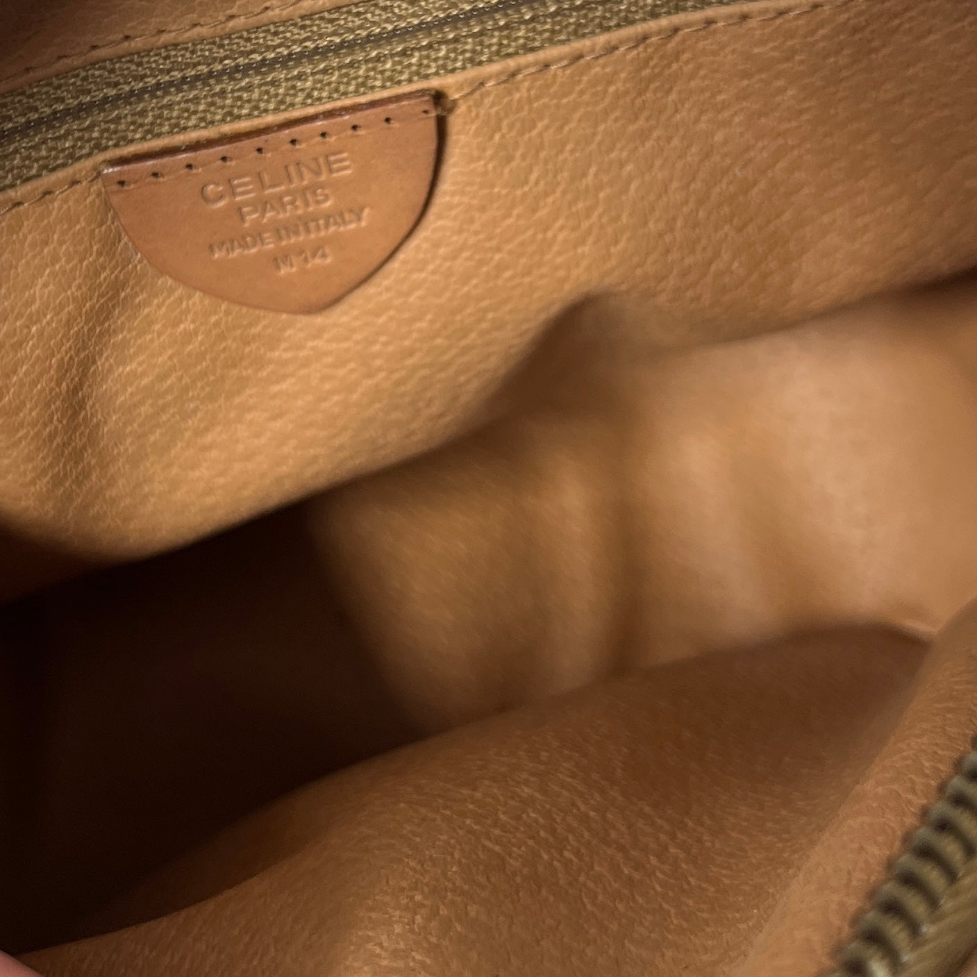 CELINE canvas and brown leather handbag