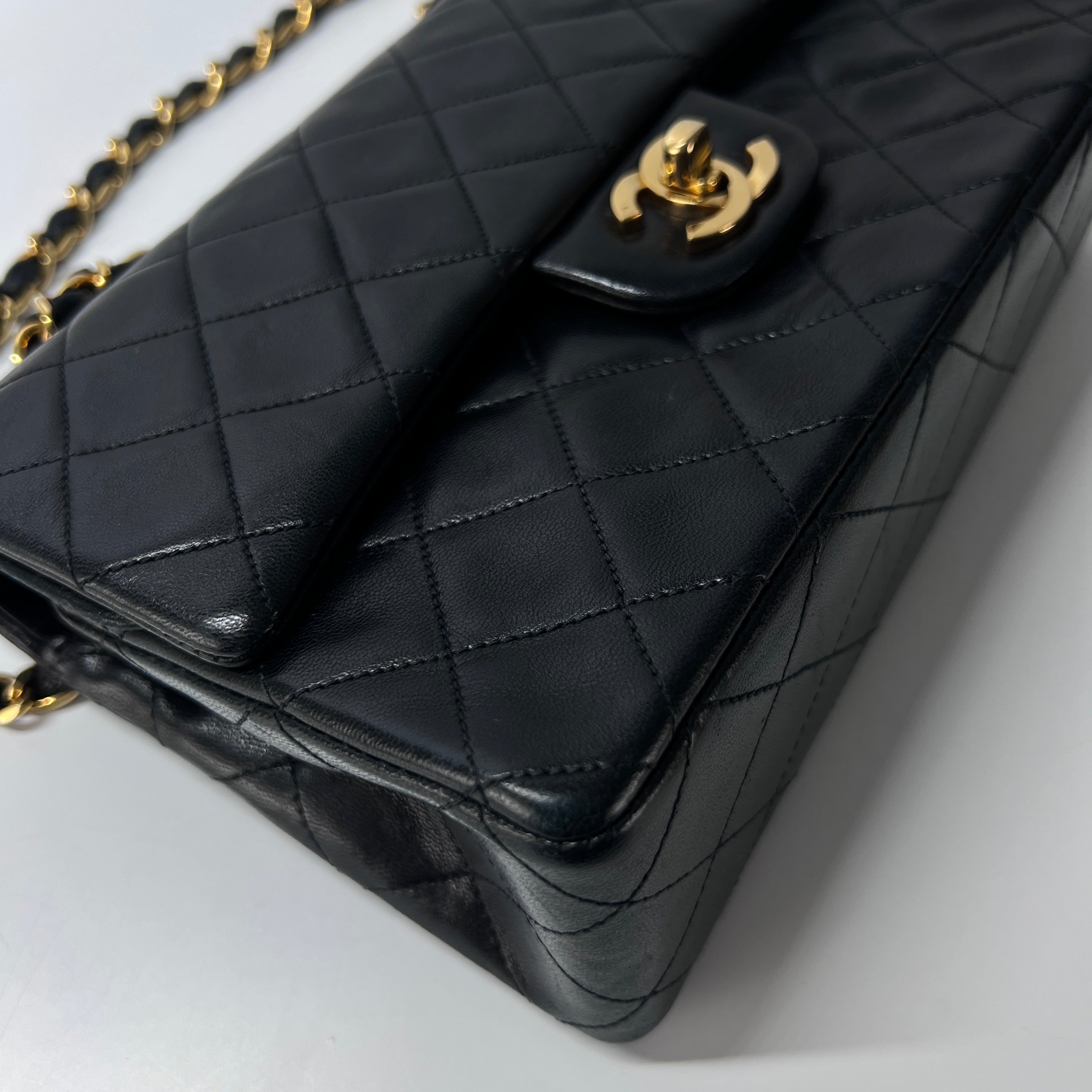 CHANEL Timeless Classic 23 Double Flap Black Leather Handbag