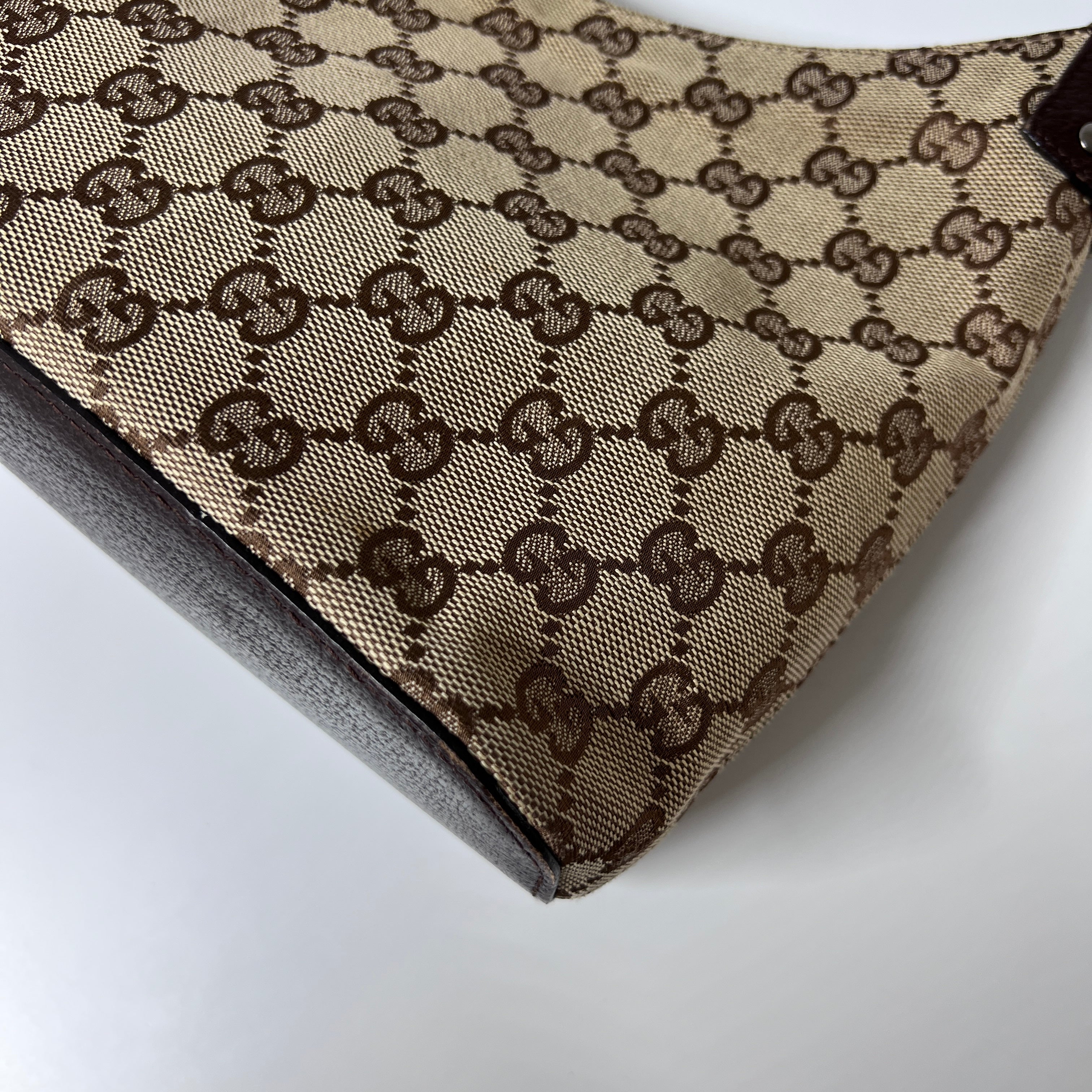 Sac à main GUCCI Hobo toile et cuir marron
