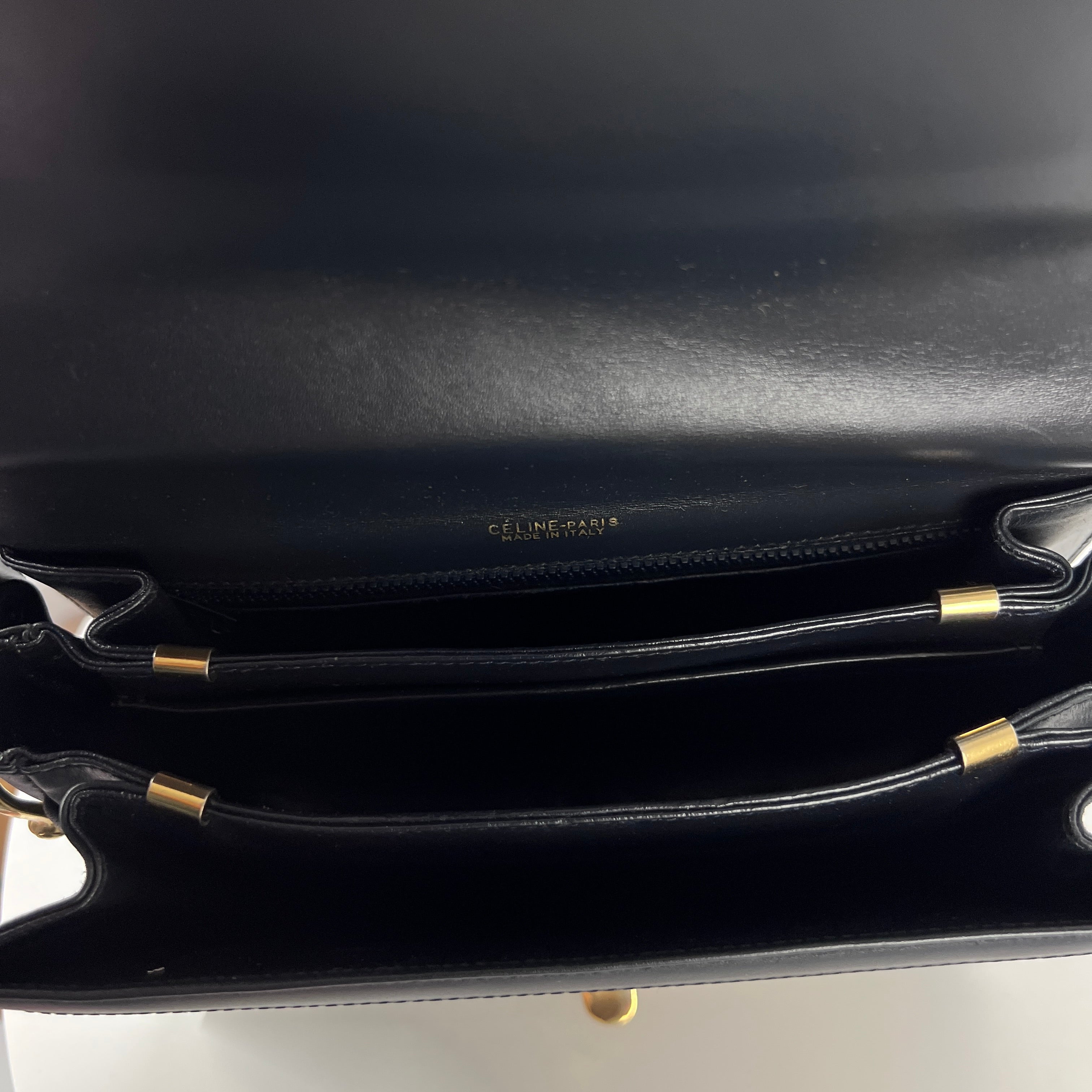 Sac à main CELINE Triomphe toile et cuir navy