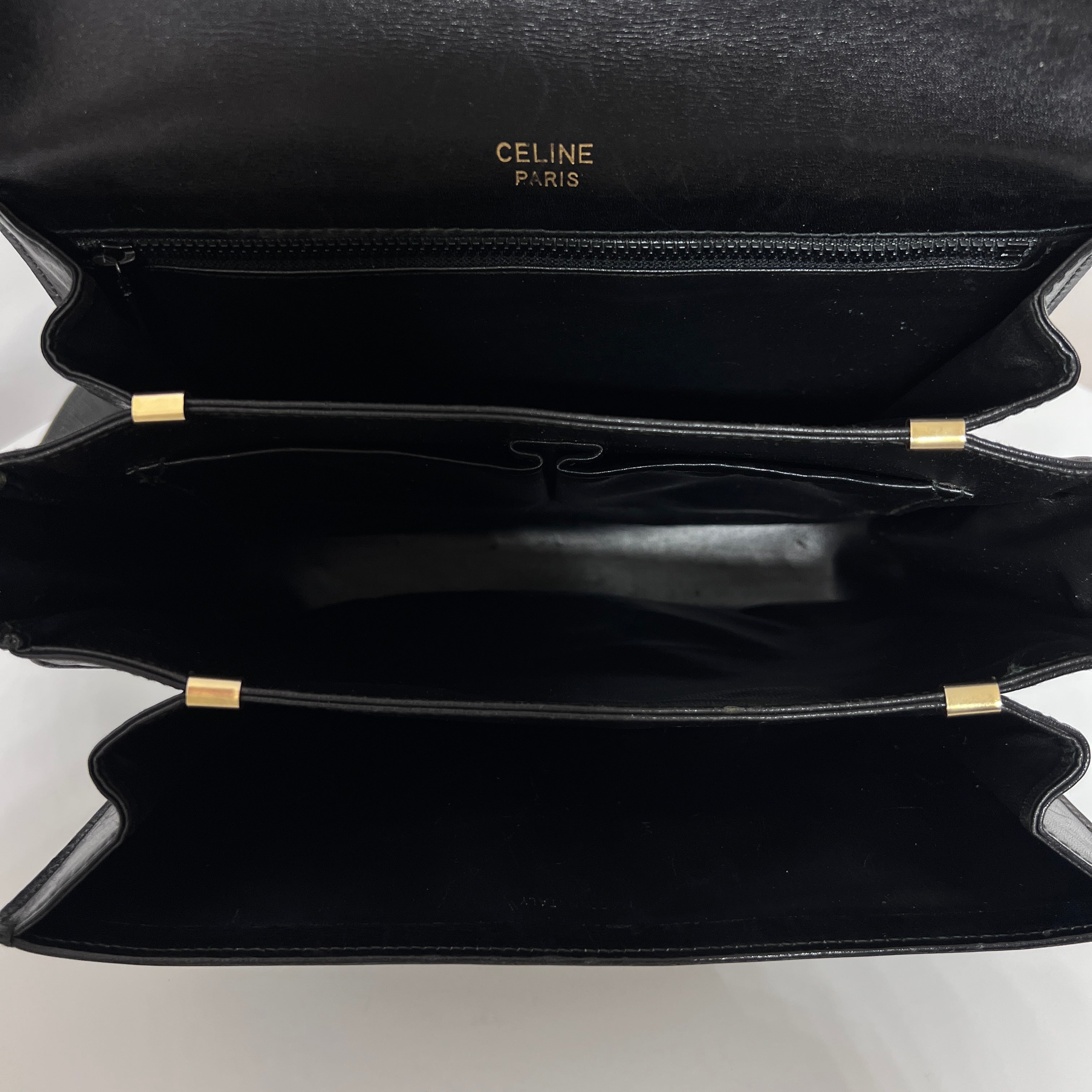 CELINE Triomphe black leather handbag