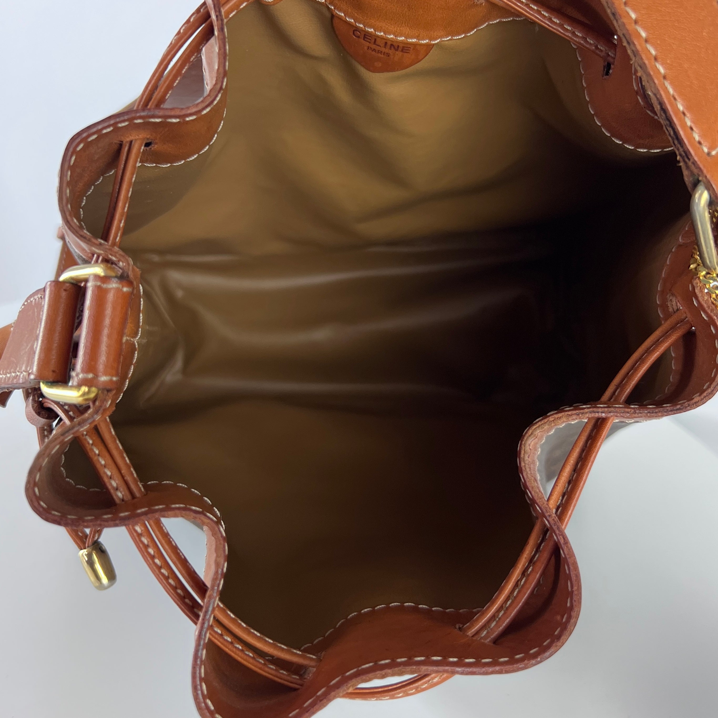 Sac à main CELINE Seau toile et cuir marron