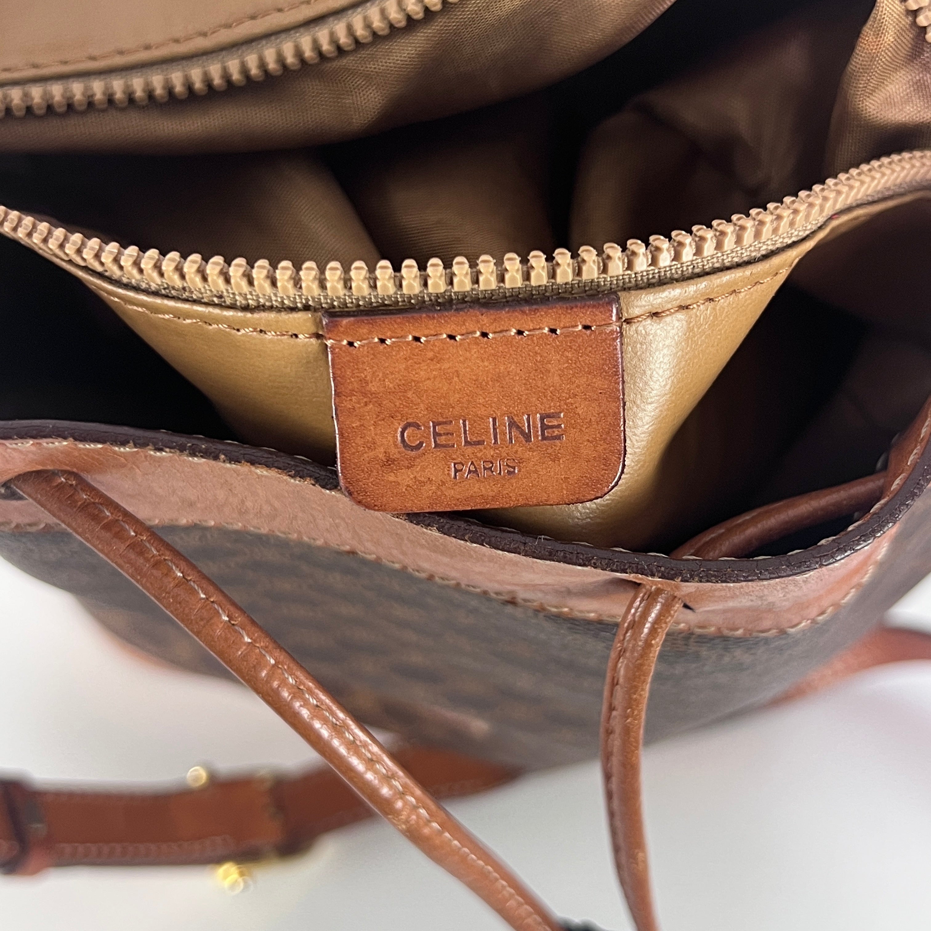 Sac à main CELINE Seau toile et cuir marron