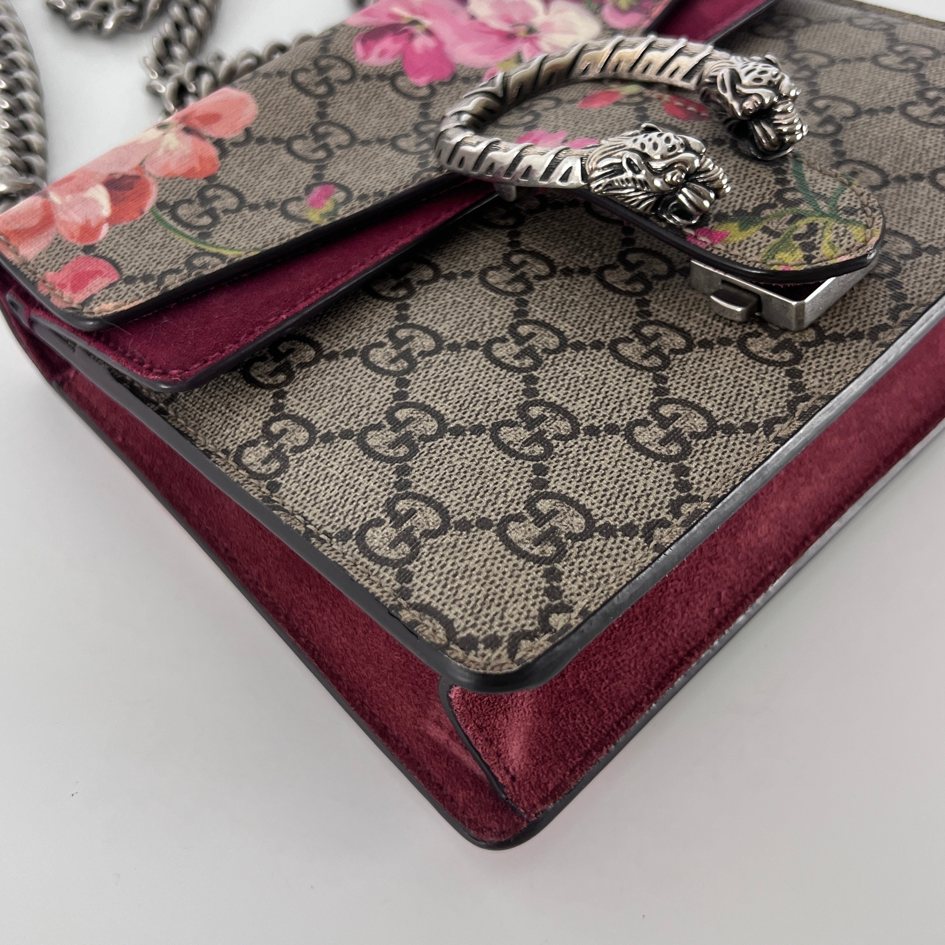 GUCCI Dionysus canvas and brown leather handbag