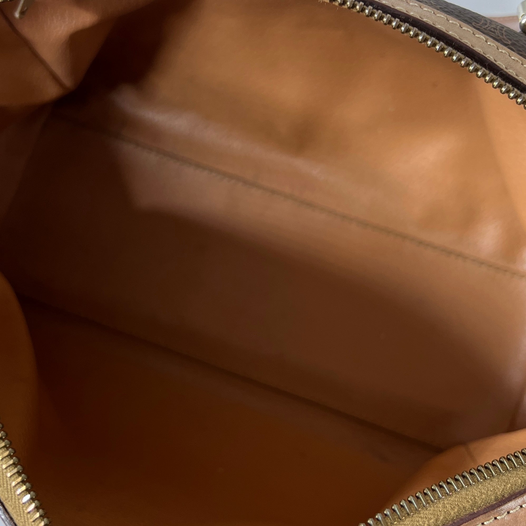 Sac à main CELINE Boston Strap toile et cuir marron