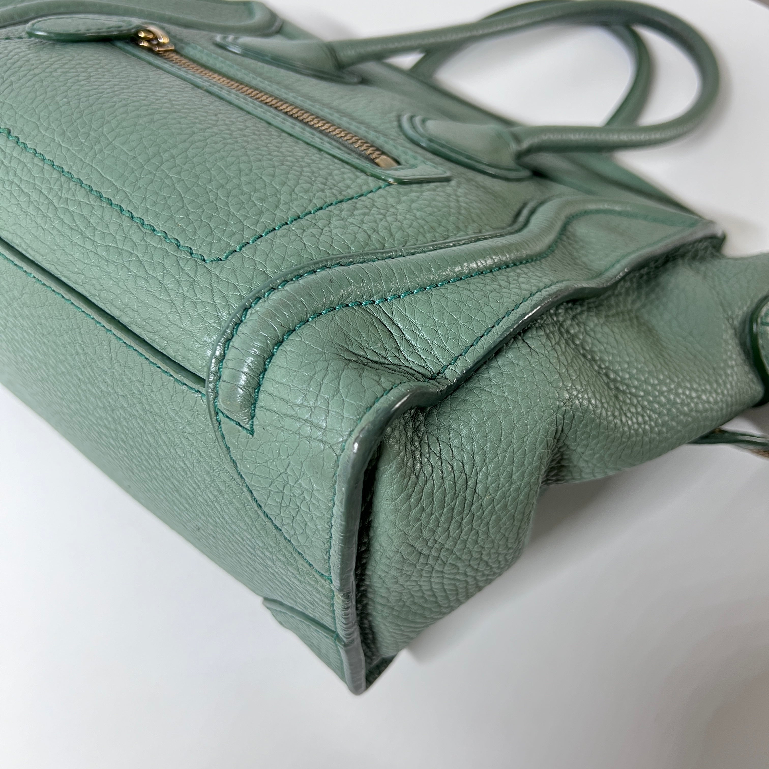 Sac à main CELINE Micro Luggage cuir vert