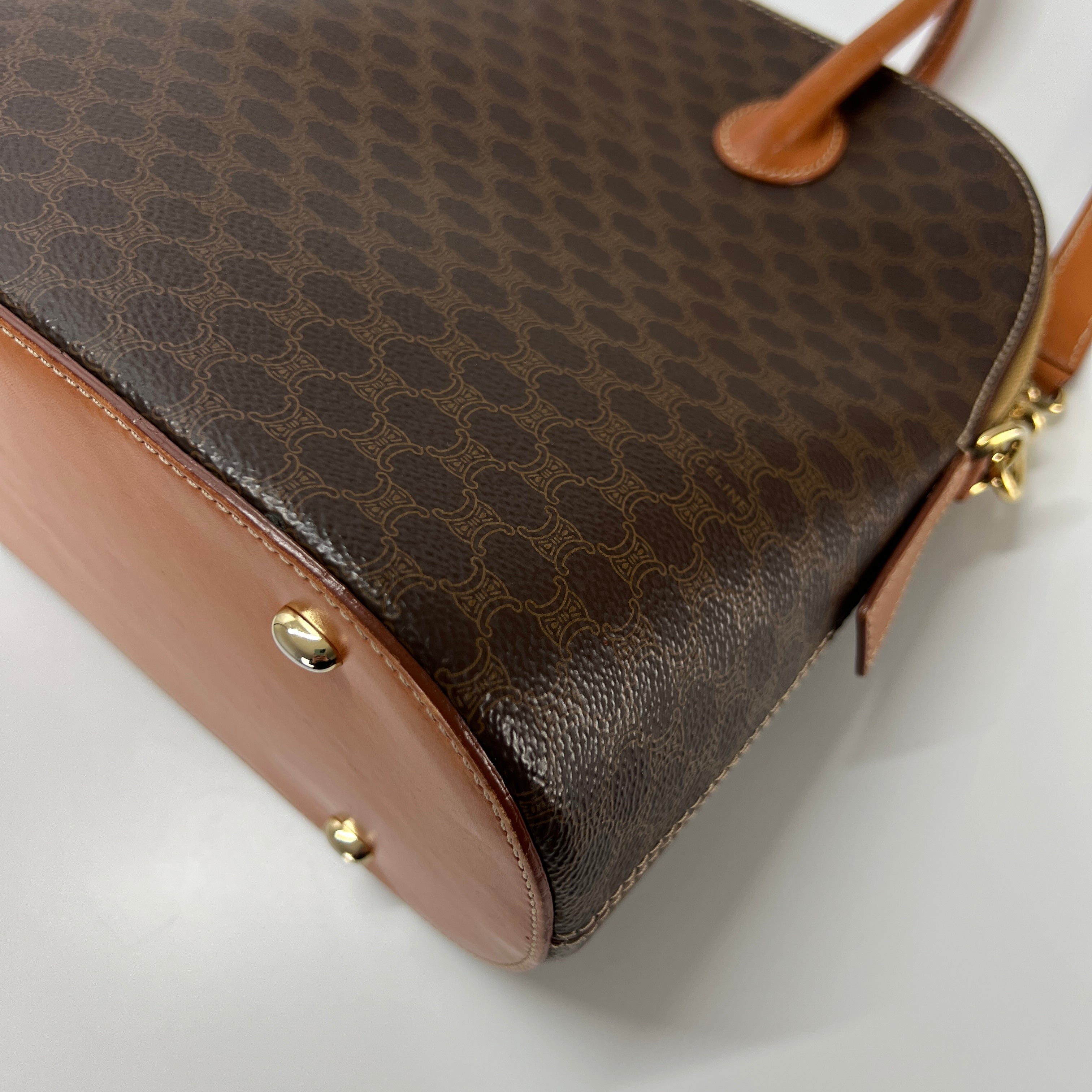 Sac à main CELINE toile et cuir marron