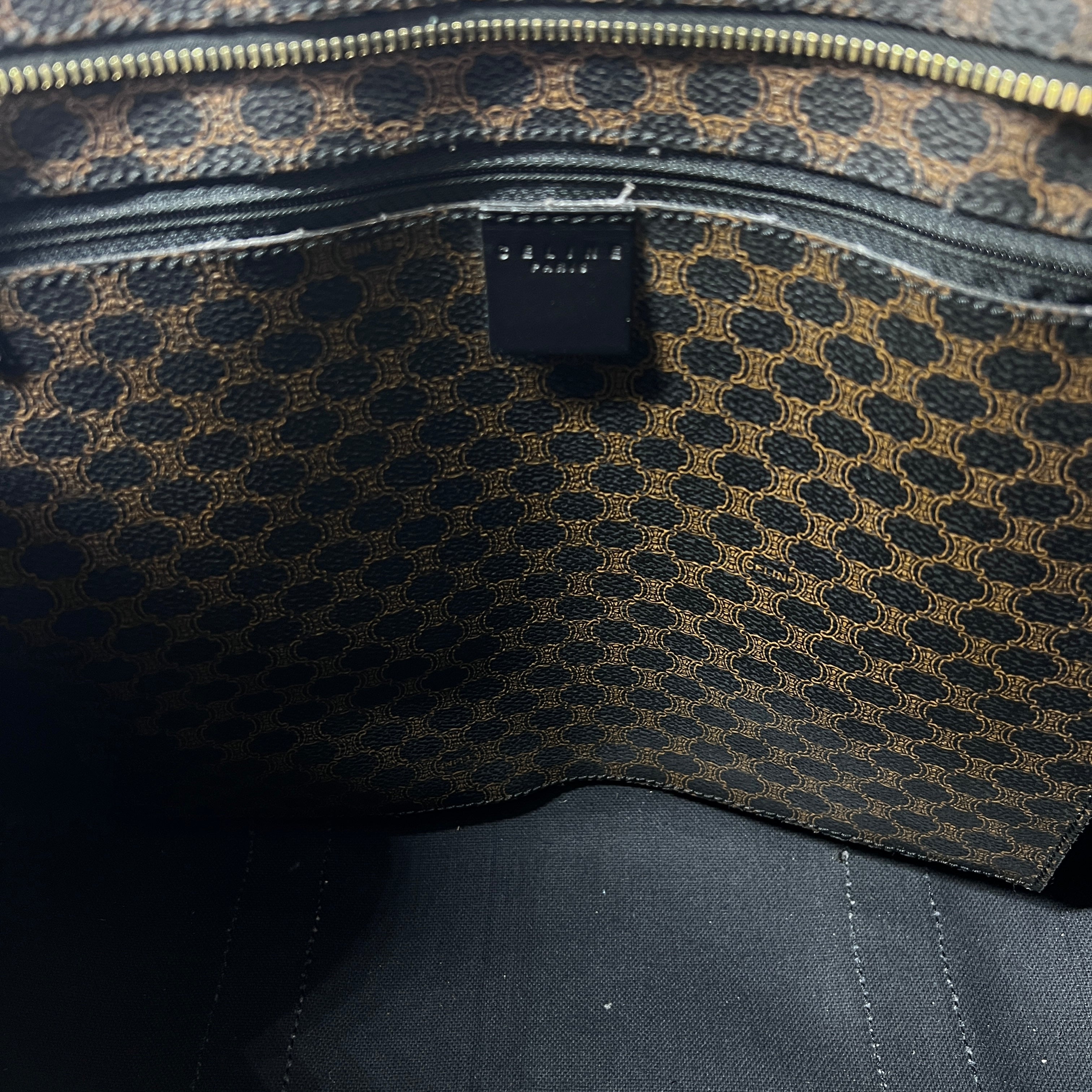 Sac à main CELINE Tote toile et cuir marron