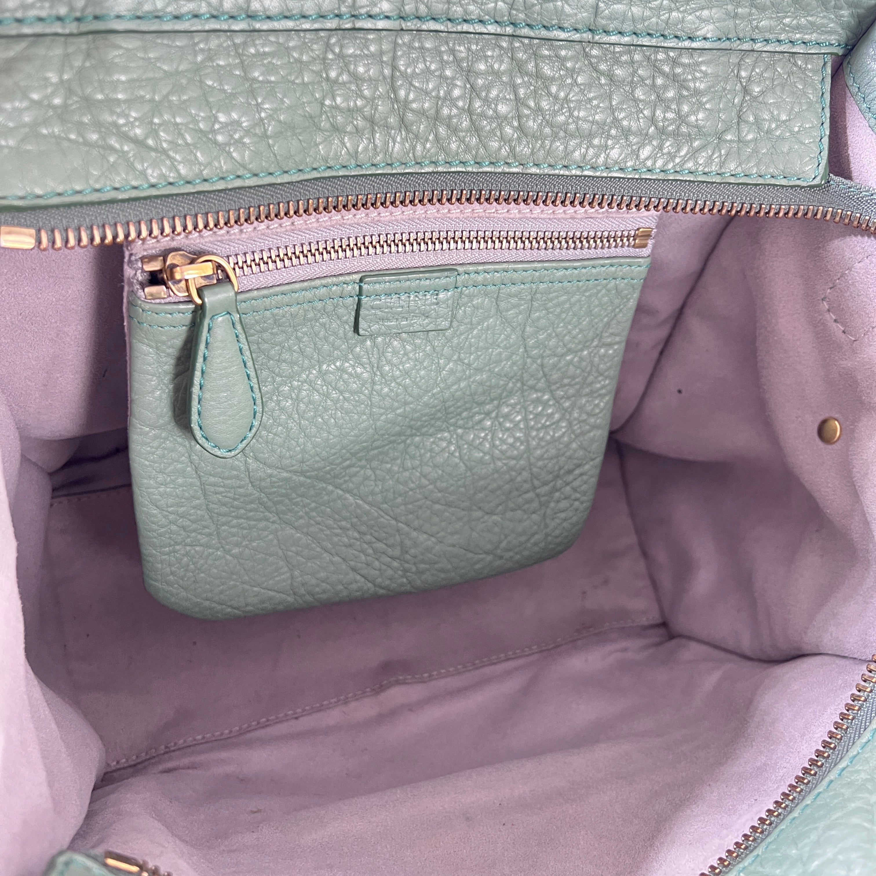 Sac à main CELINE Micro Luggage cuir vert