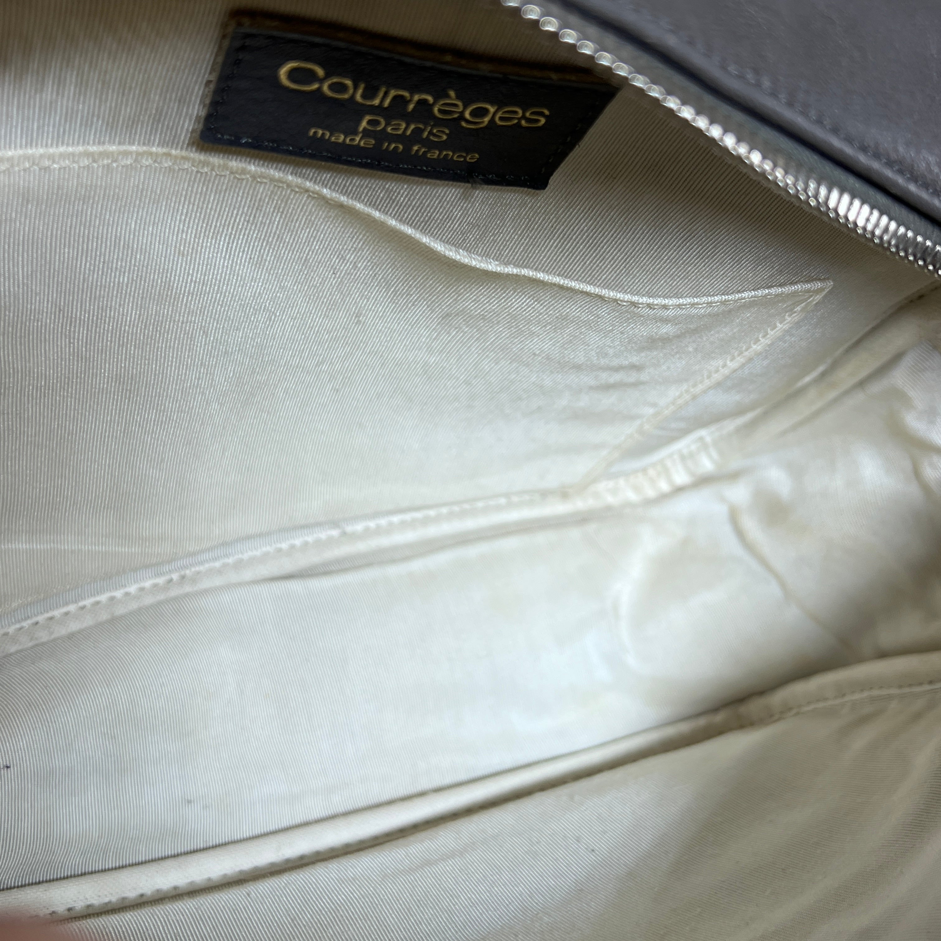 COURREGES Camera gray leather handbag