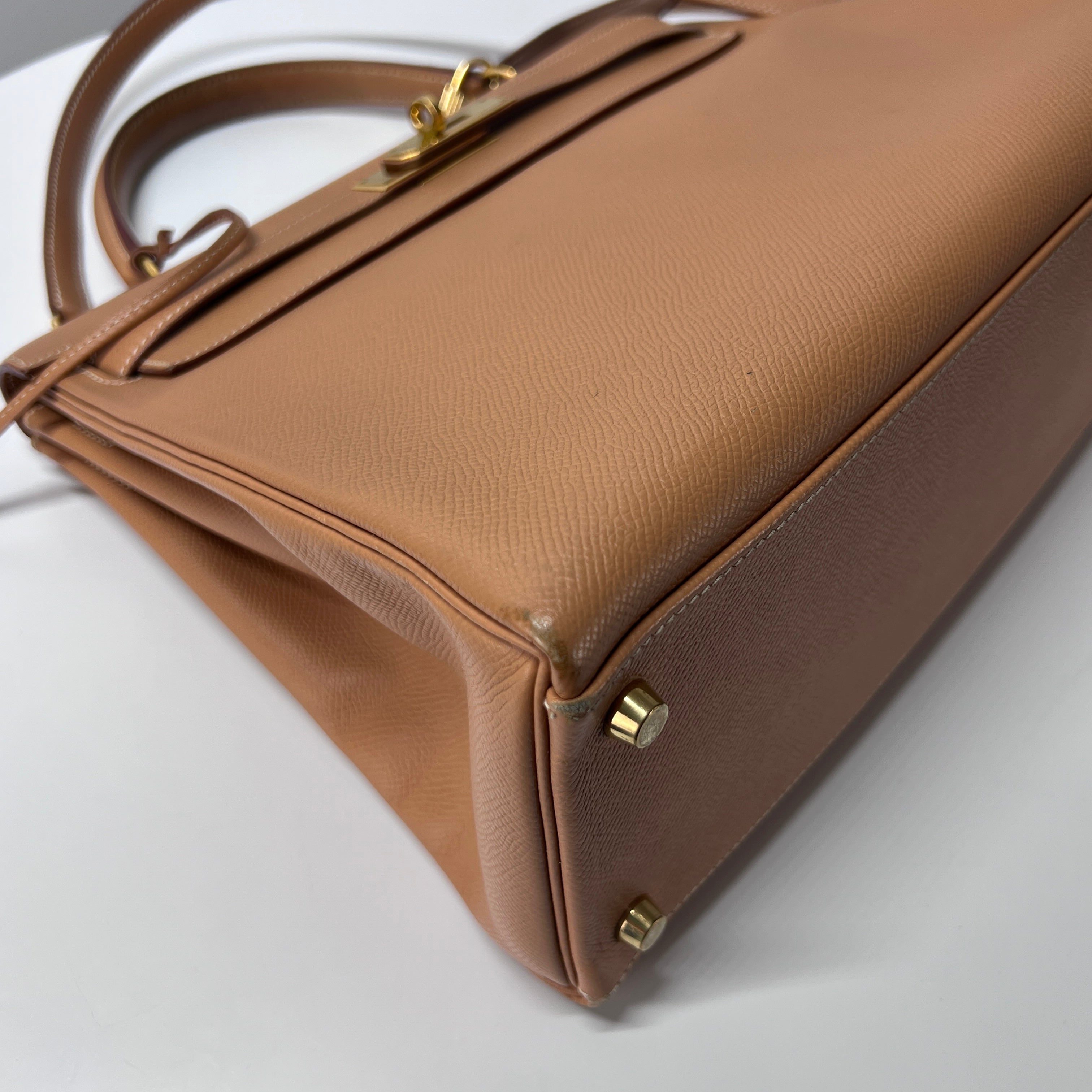 Sac à main HERMES Kelly cuir camel