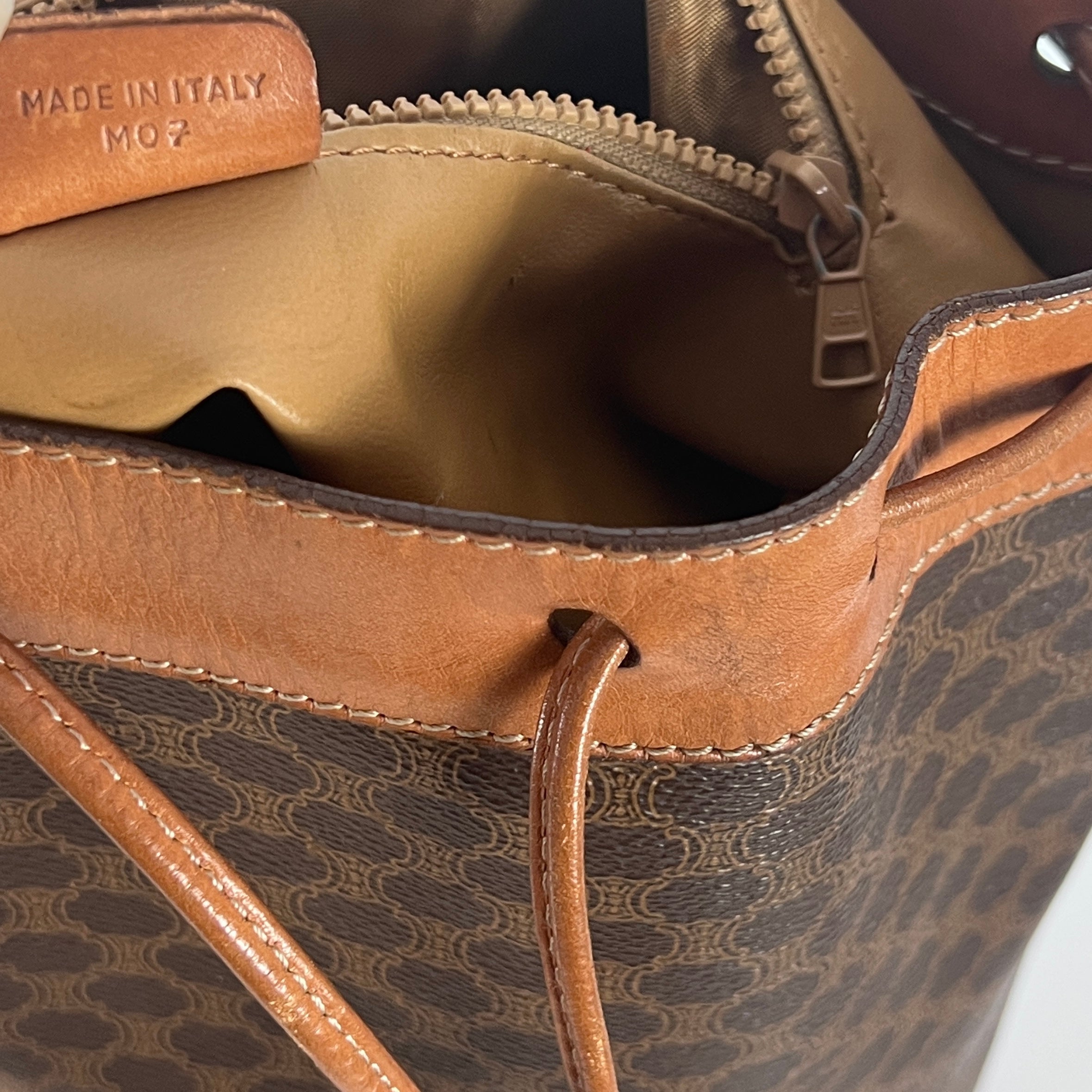 Sac à main CELINE Seau toile et cuir marron