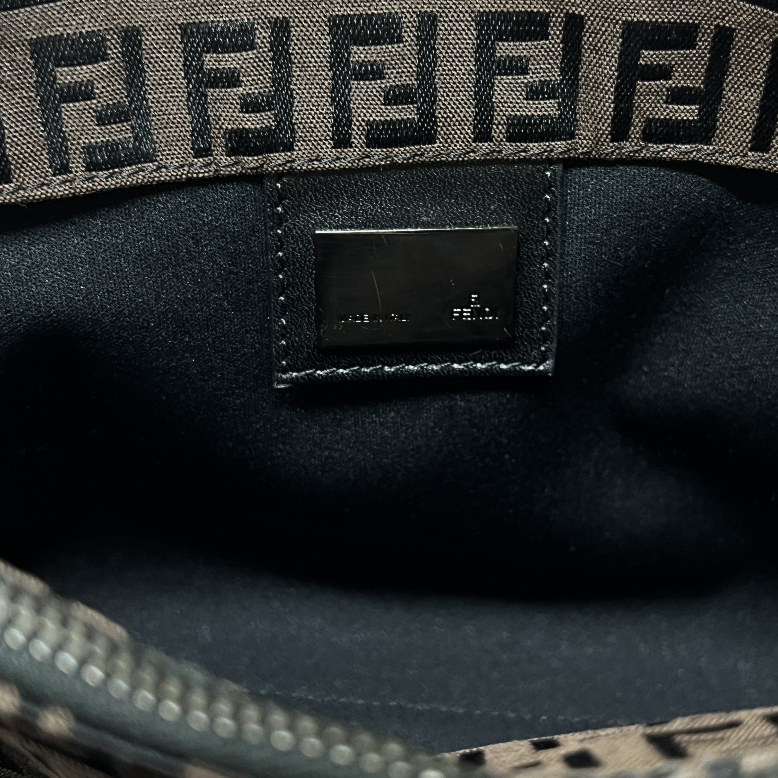 FENDI canvas and brown leather handbag