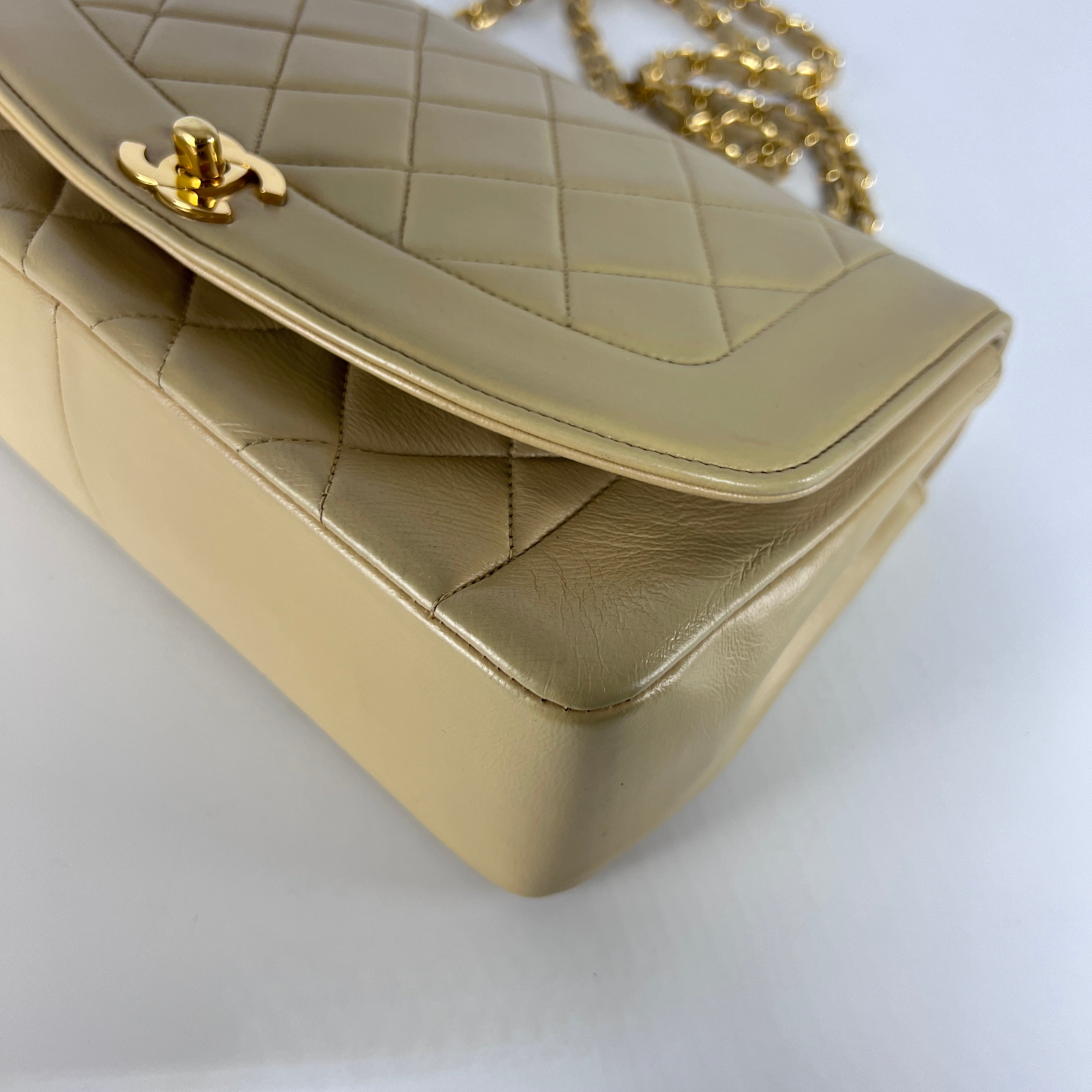 CHANEL Diana shoulder bag beige lambskin