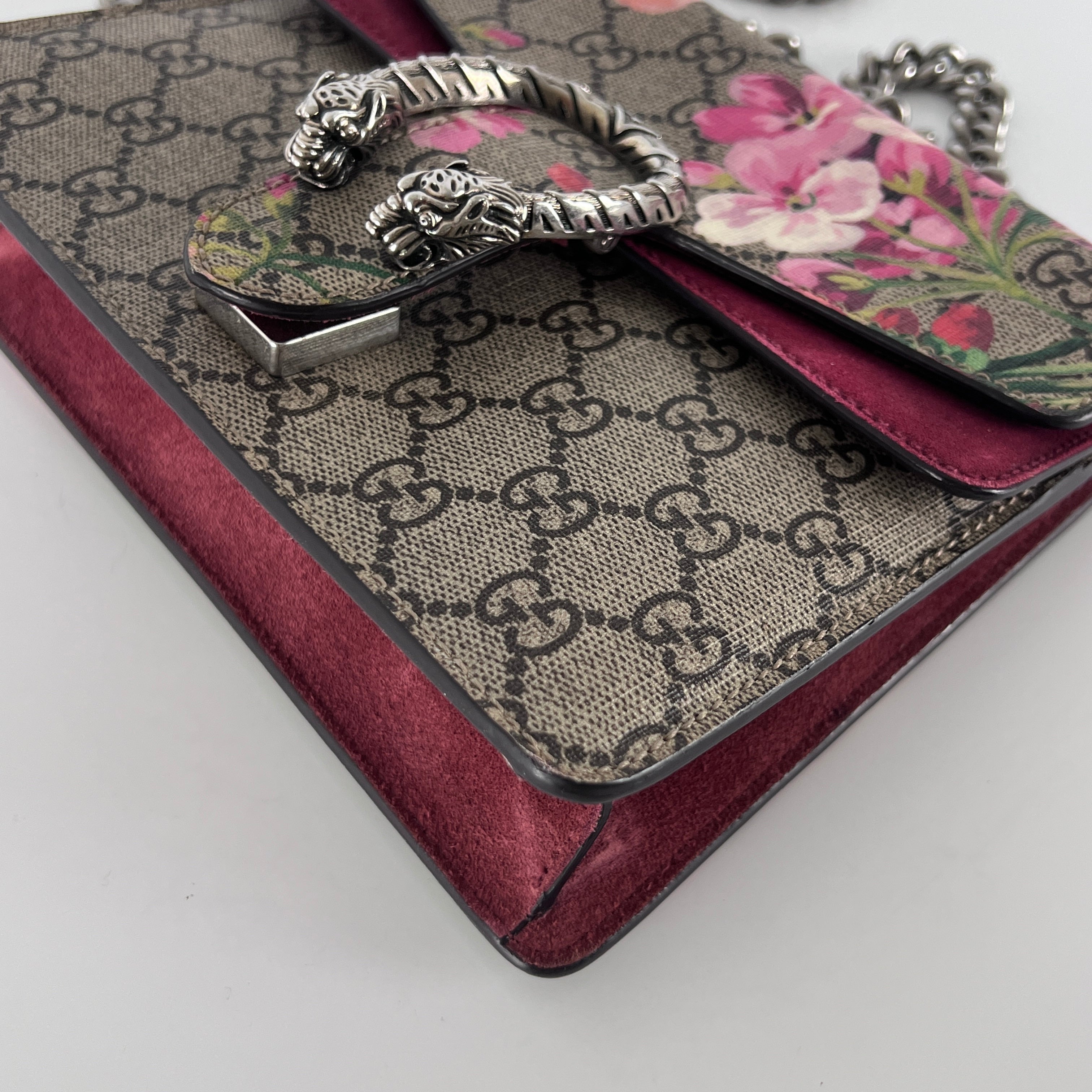 GUCCI Dionysus canvas and brown leather handbag