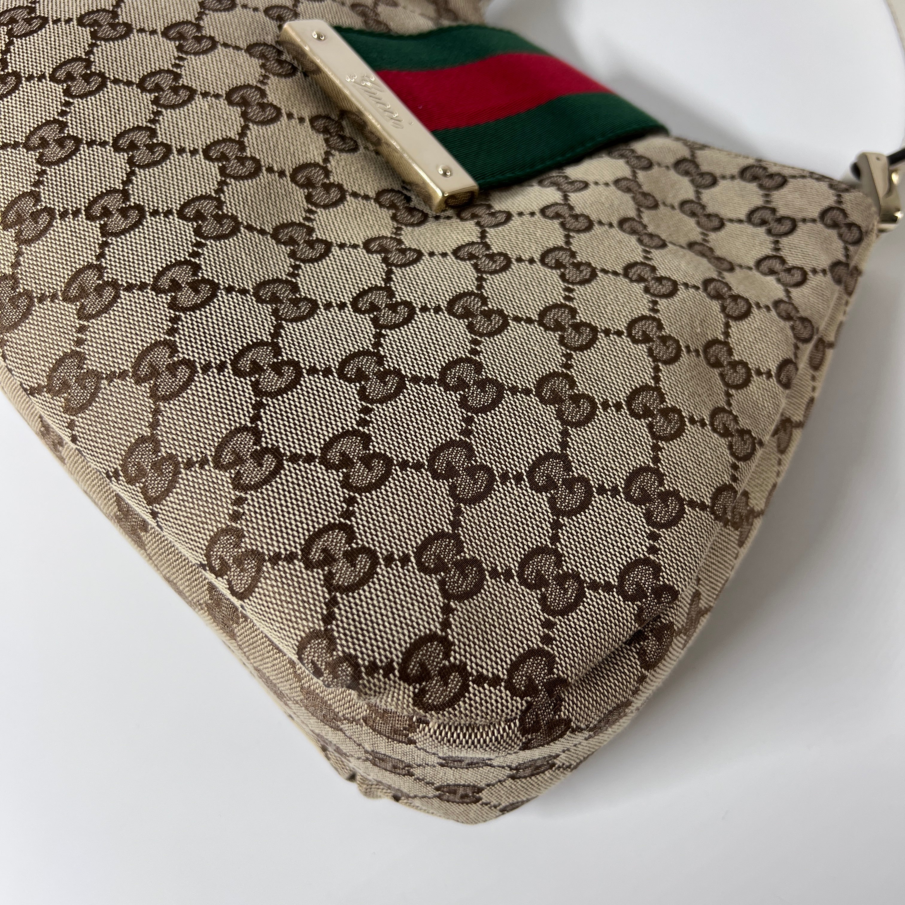 GUCCI Hobo handbag in beige canvas and leather