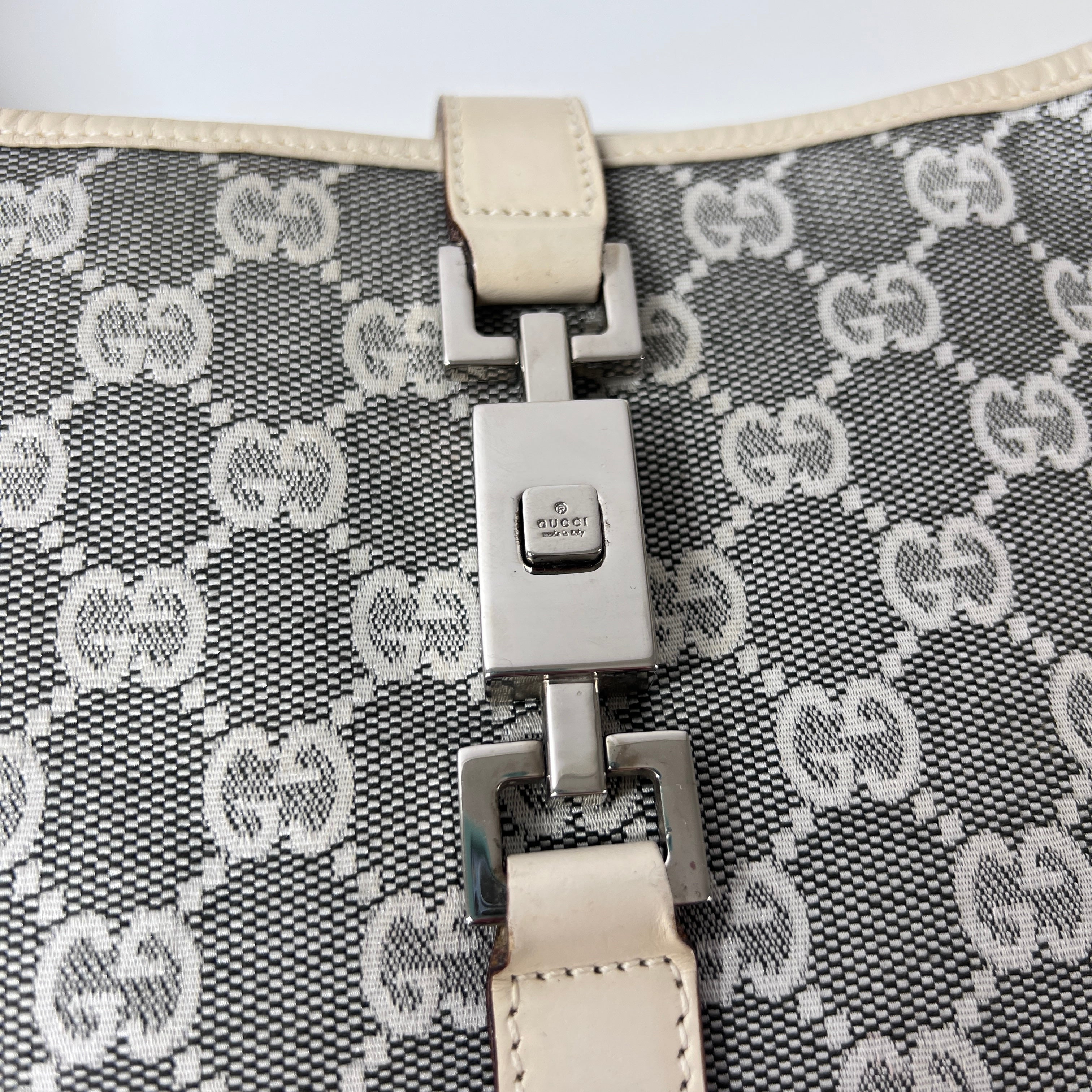 Sac à main GUCCI Jackie toile et cuir beige