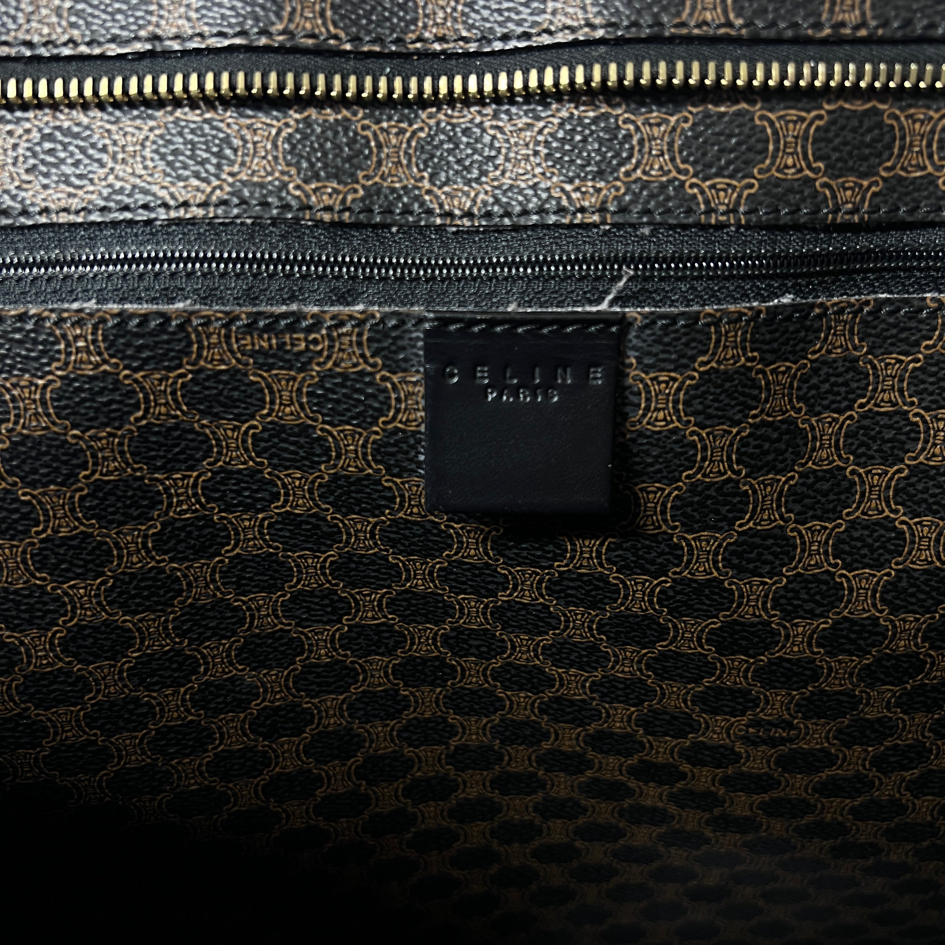 Sac à main CELINE Tote toile et cuir marron