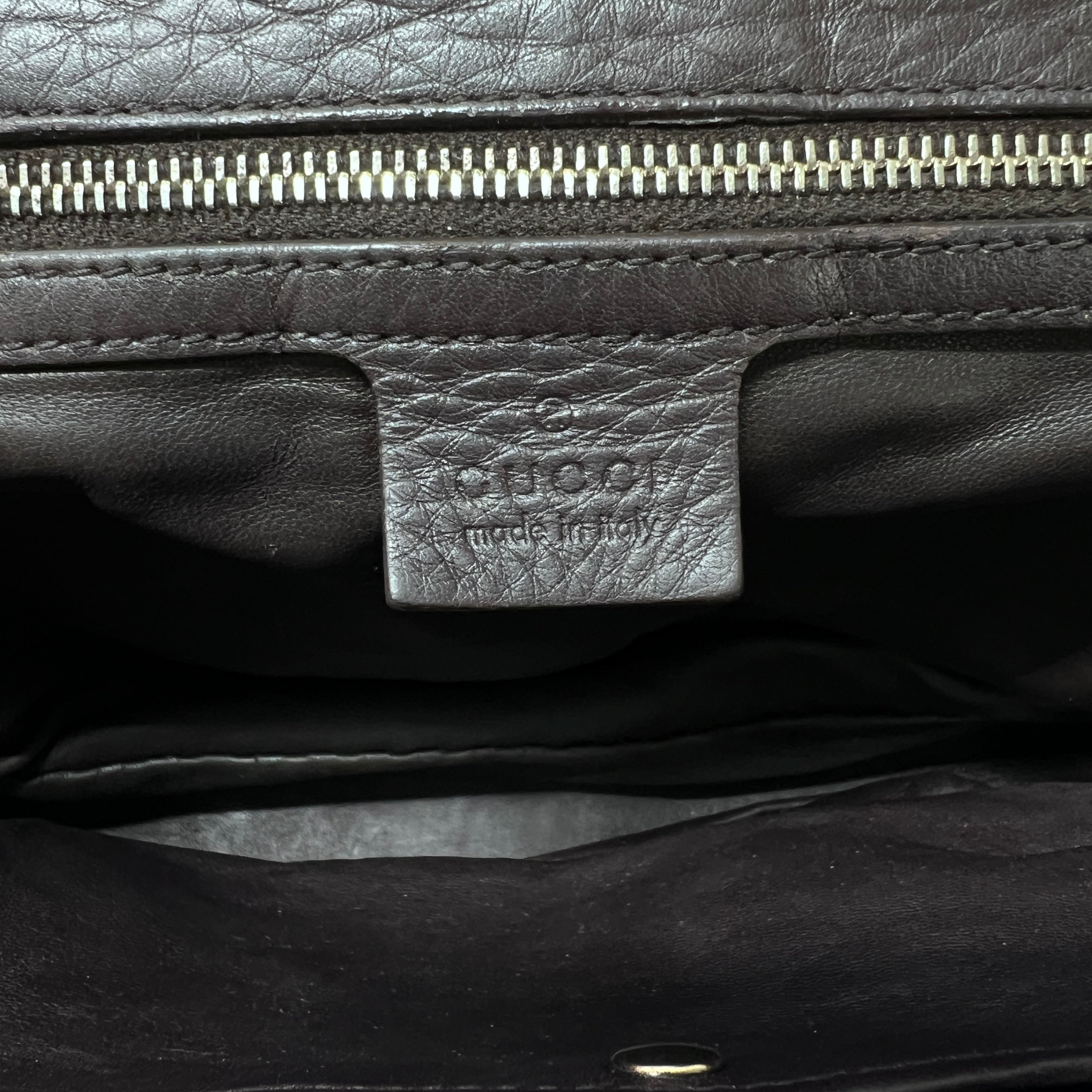 GUCCI Bamboo 1947 canvas and brown leather handbag