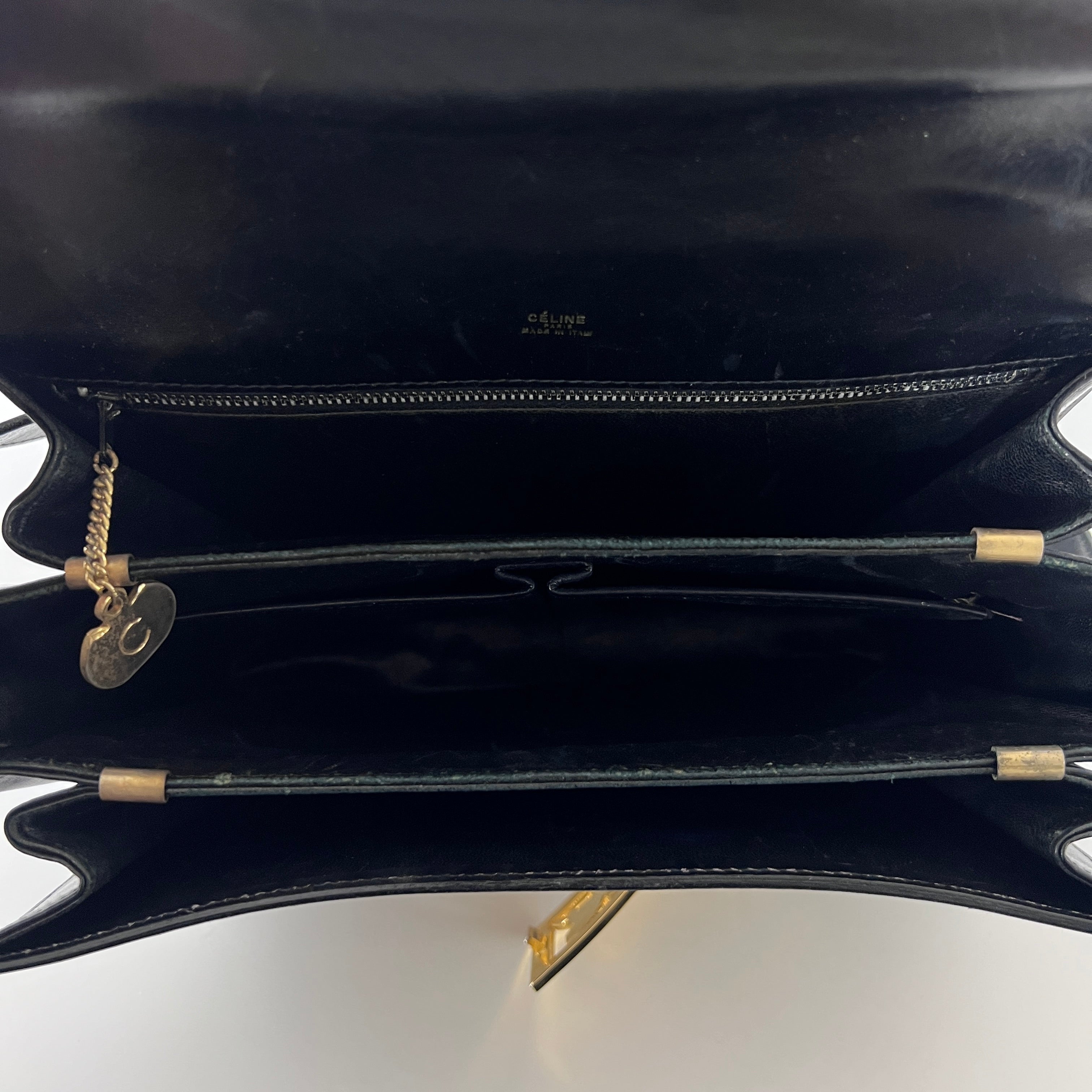 CELINE Triomphe black leather handbag
