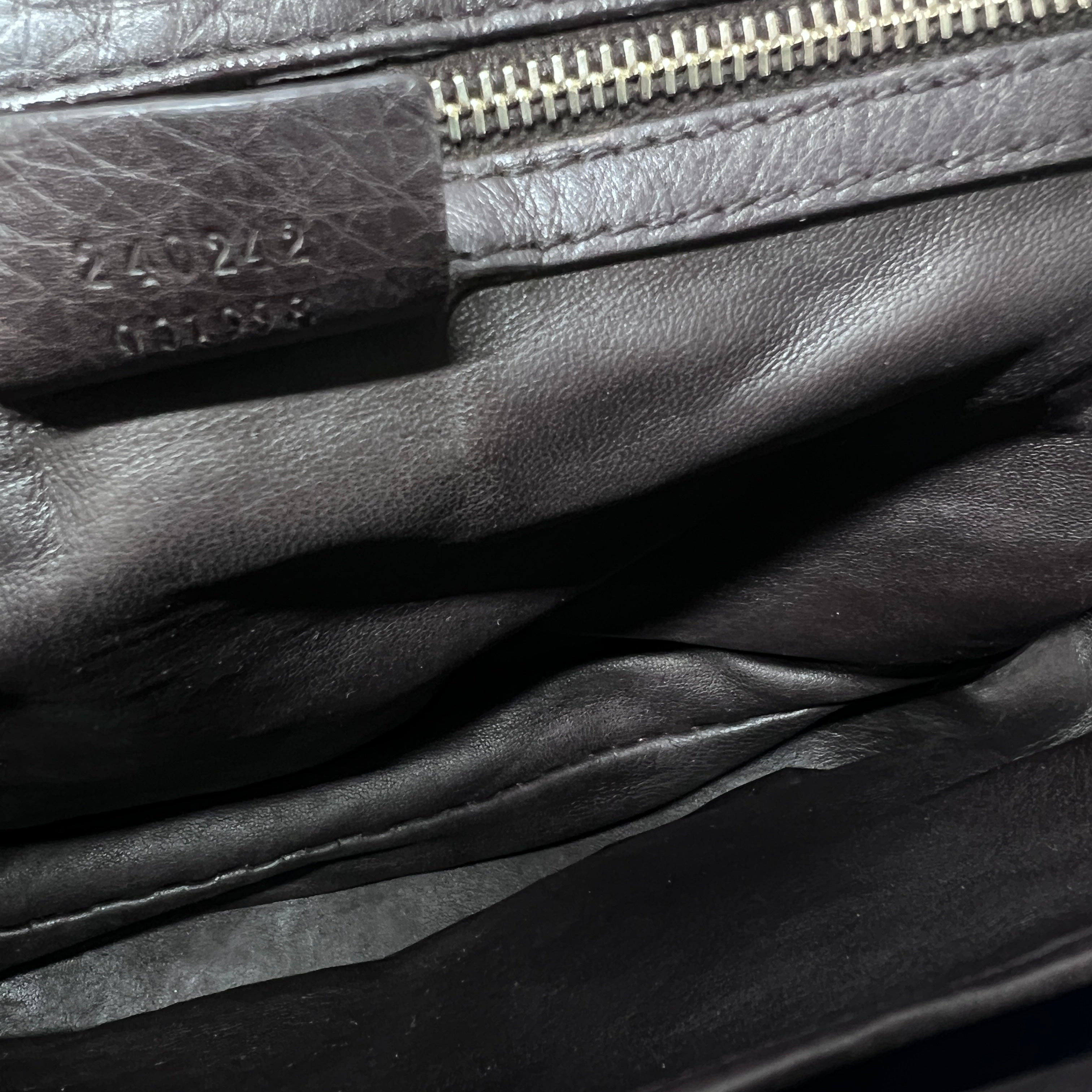 GUCCI Bamboo 1947 canvas and brown leather handbag