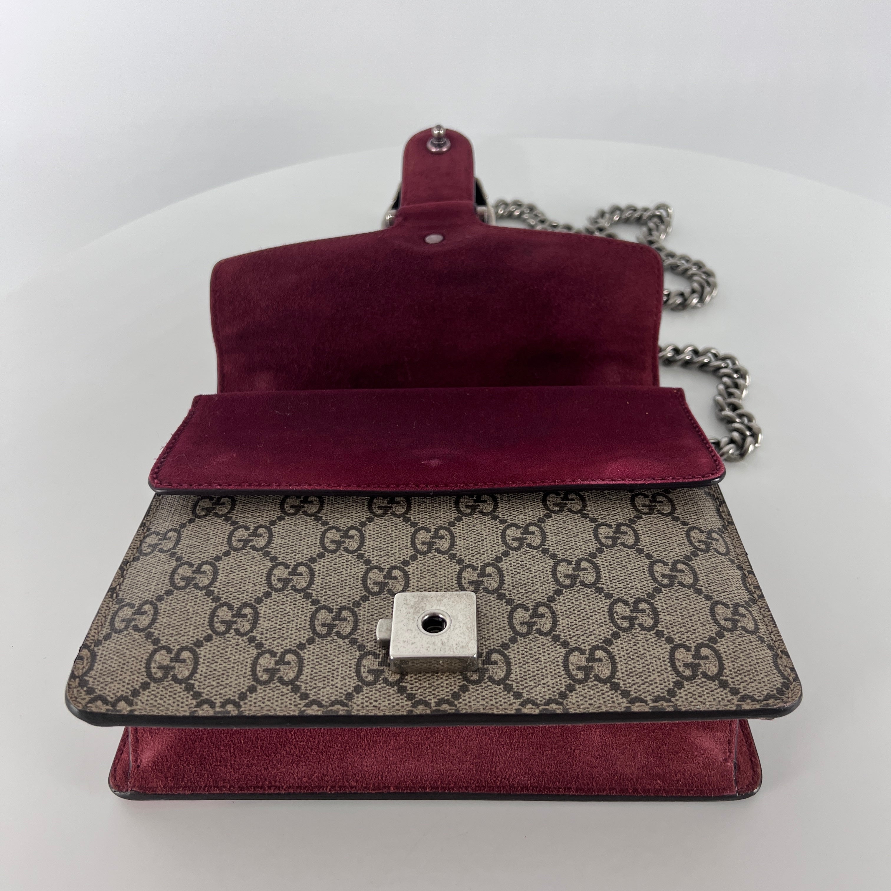 GUCCI Dionysus canvas and brown leather handbag