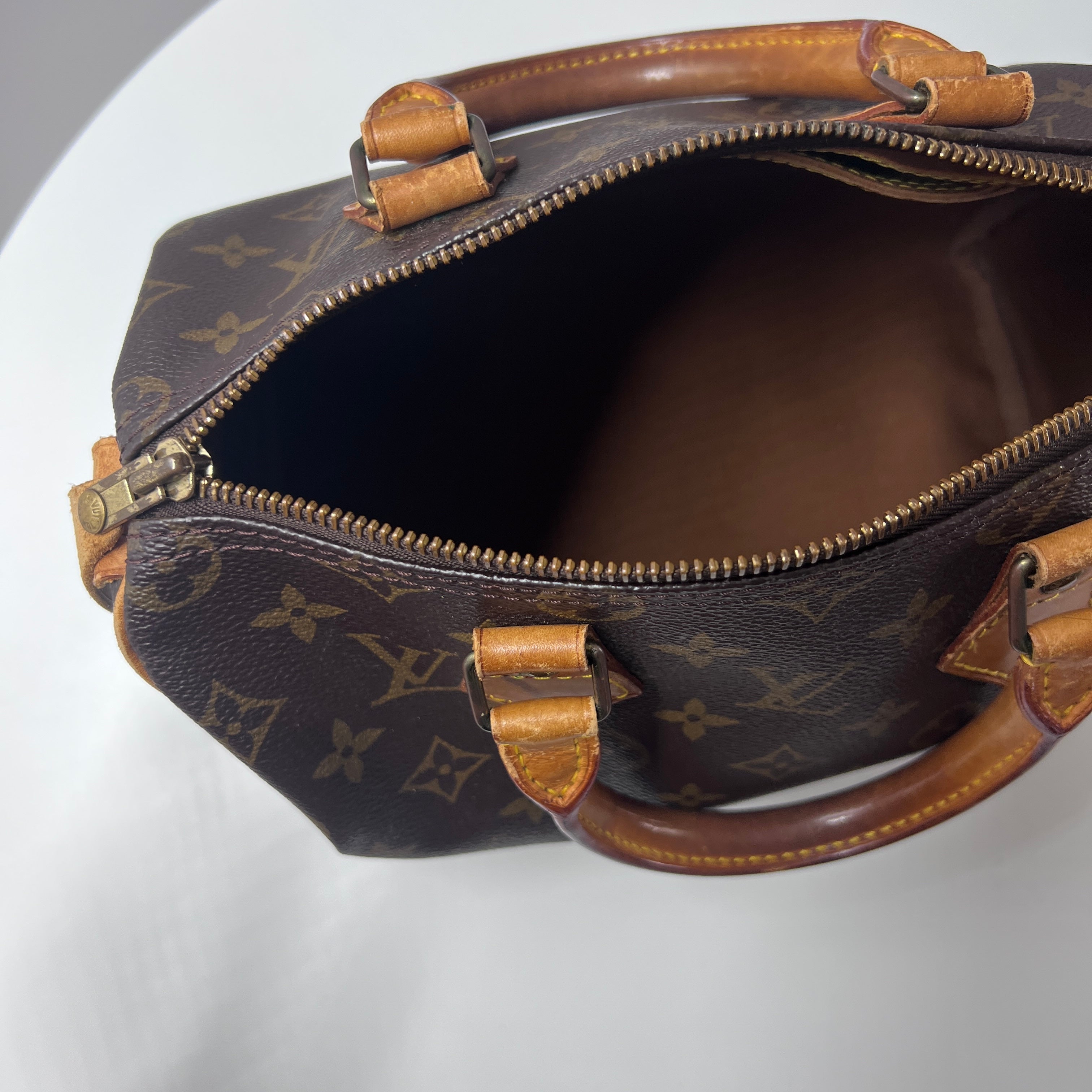 Sac à main LOUIS VUITTON Speedy 25 toile et cuir marron
