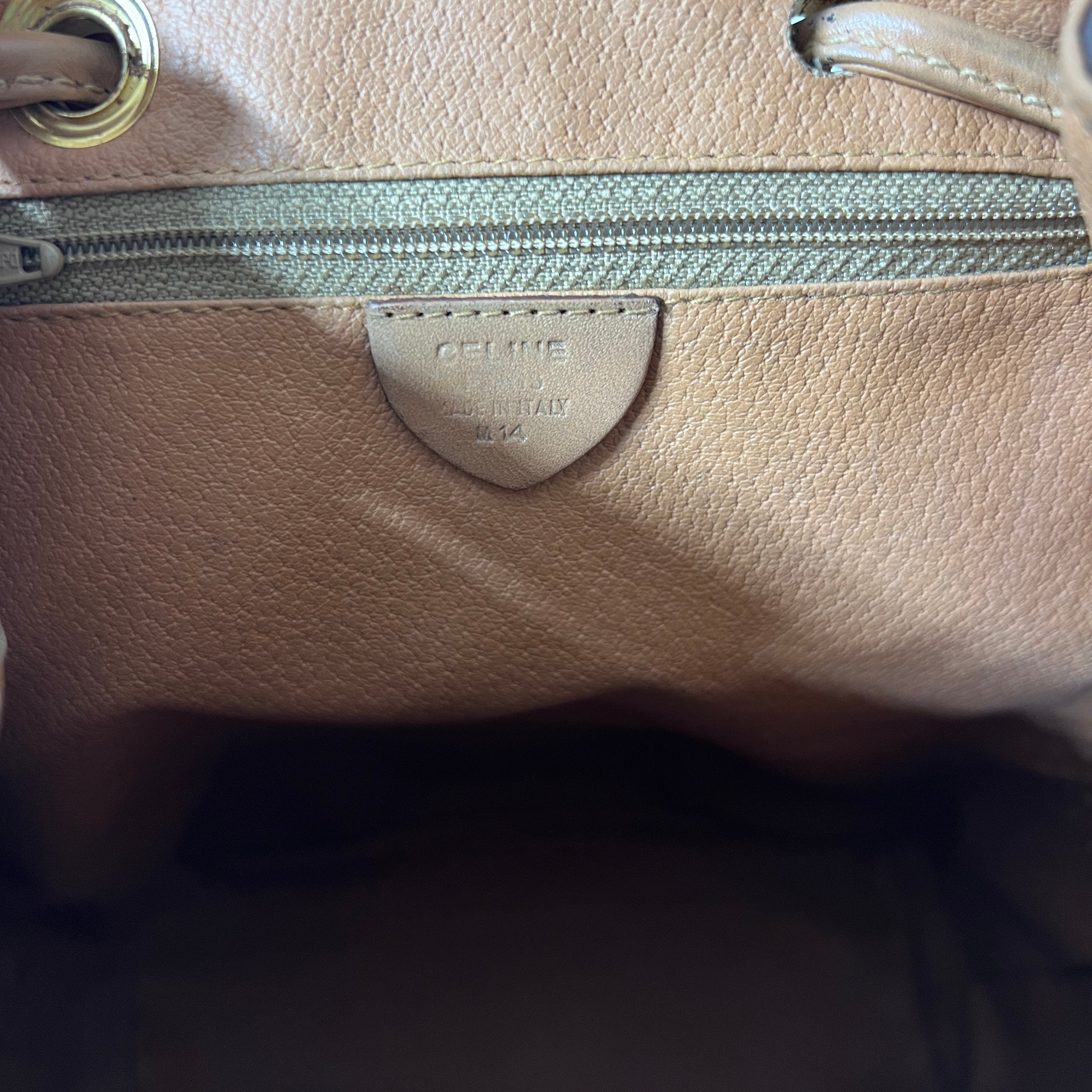 Sac à main CELINE Backpack toile et cuir marron
