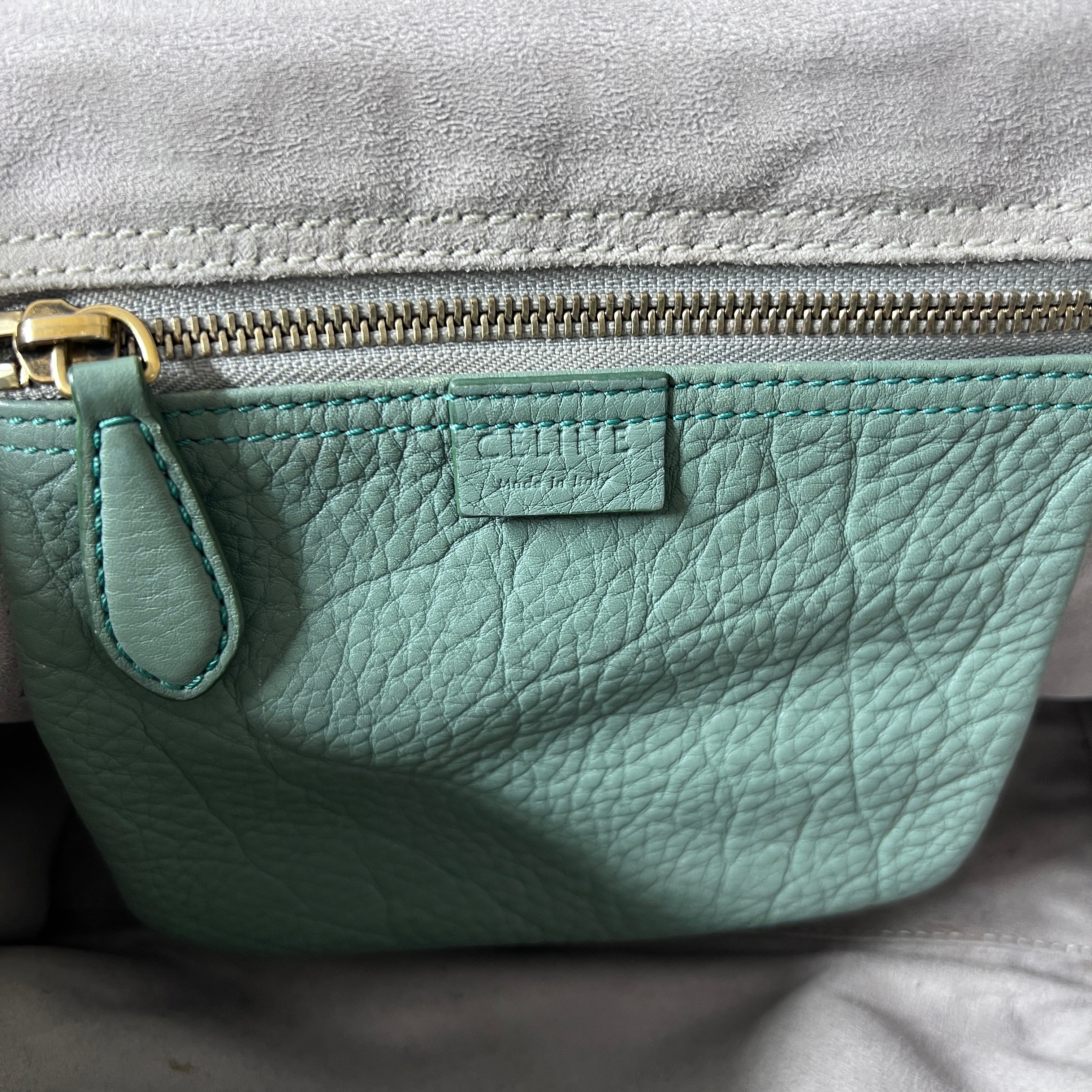 Sac à main CELINE Micro Luggage cuir vert