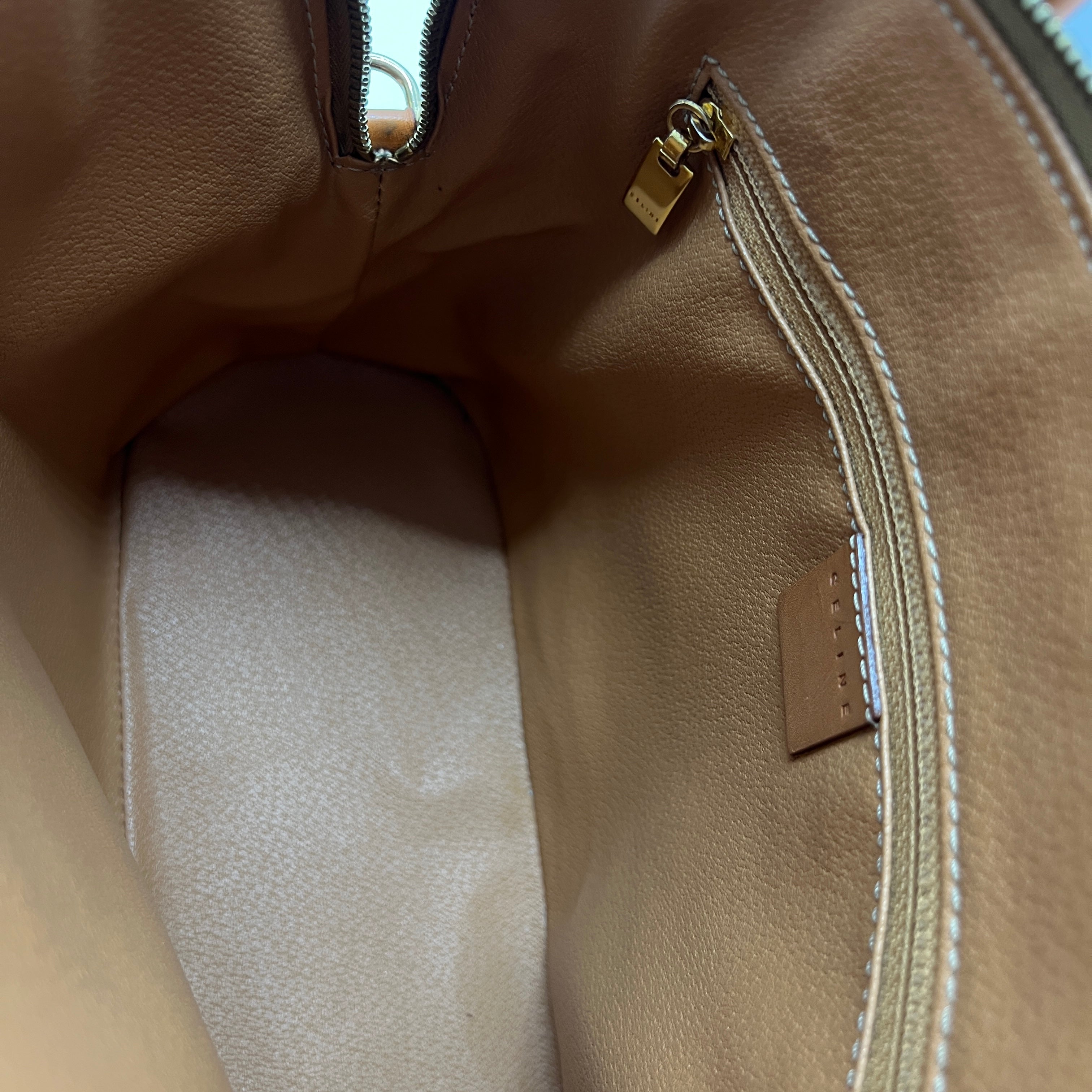Sac à main CELINE toile et cuir marron