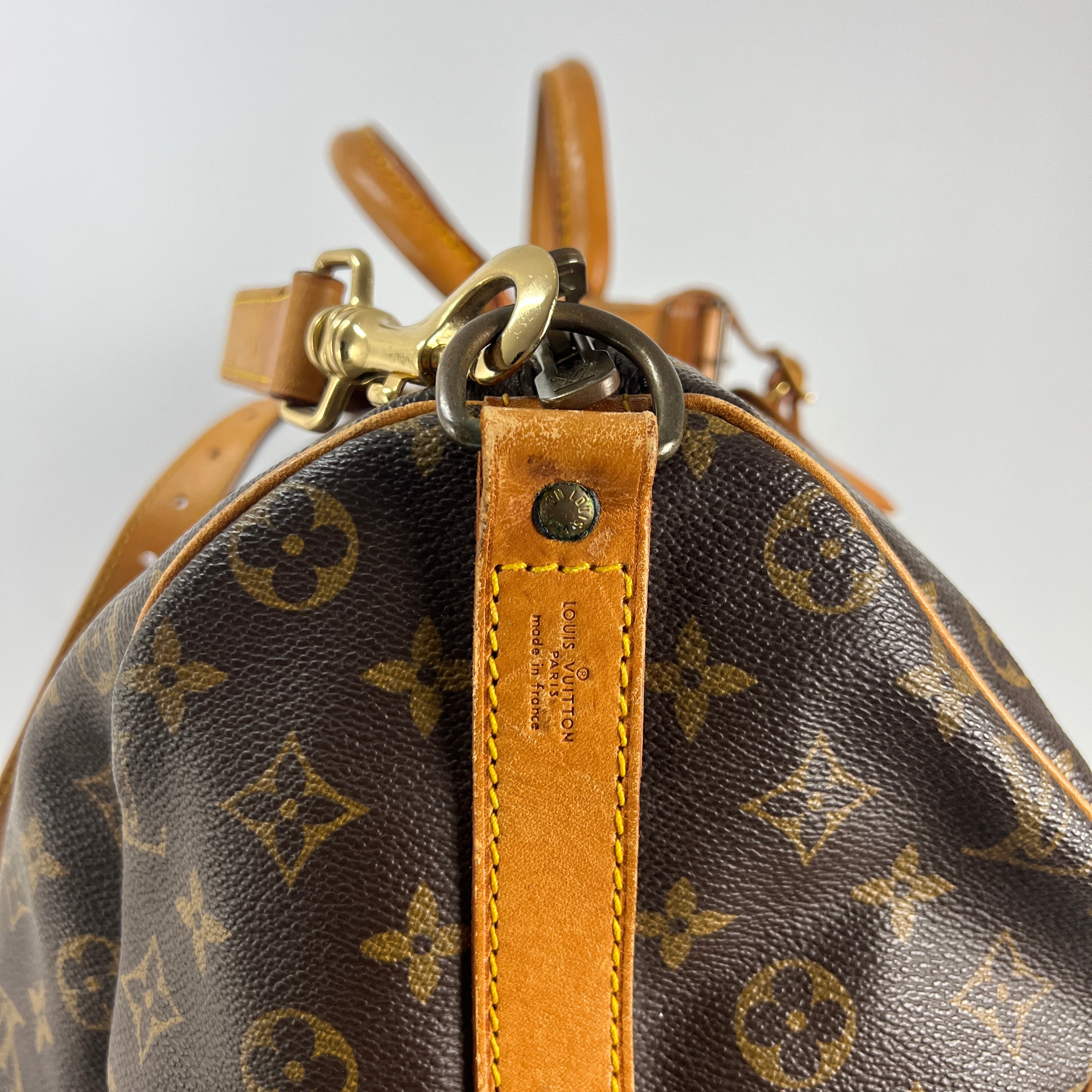 LOUIS VUITTON Keepall 50 canvas and brown leather handbag