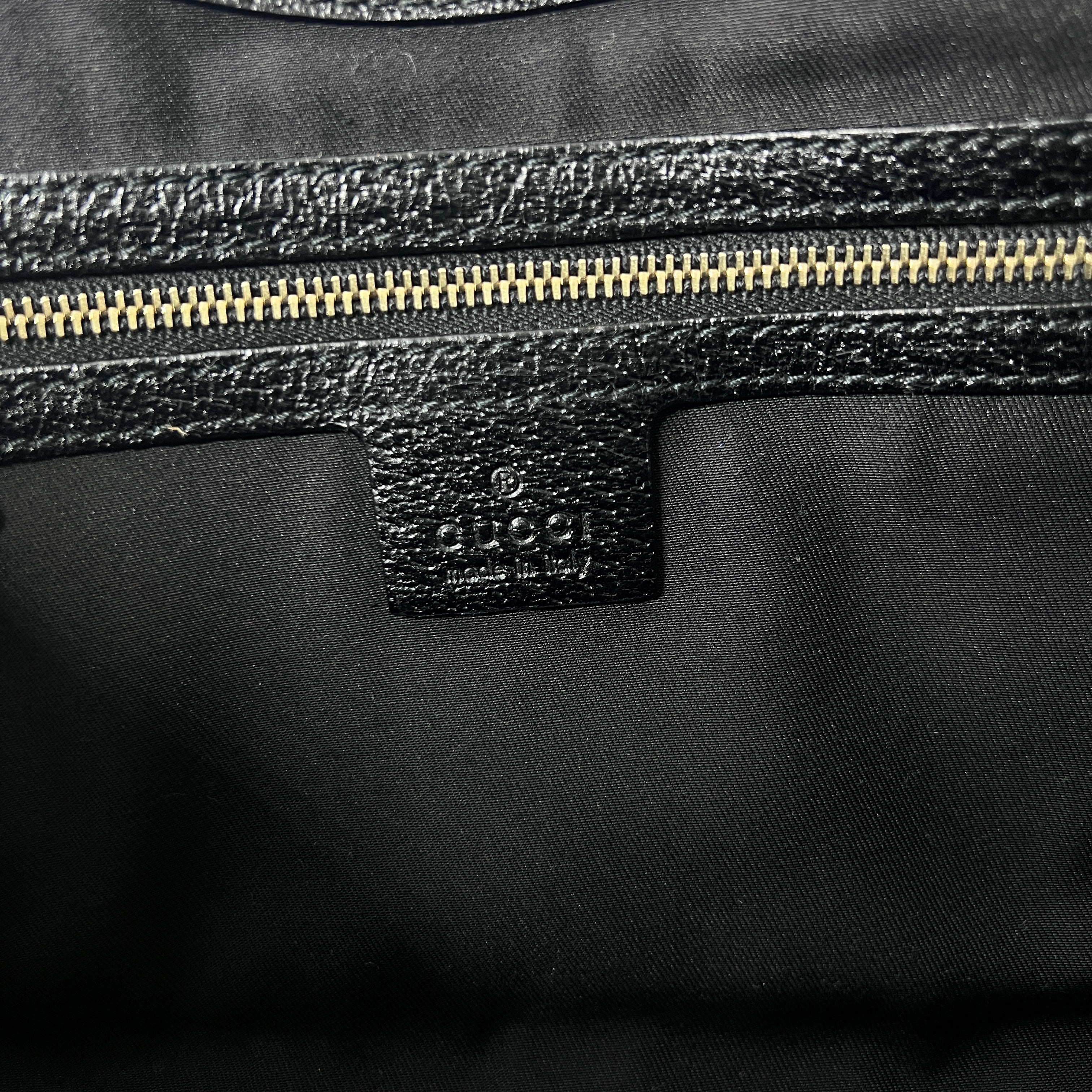 GUCCI Jackie canvas and black leather handbag